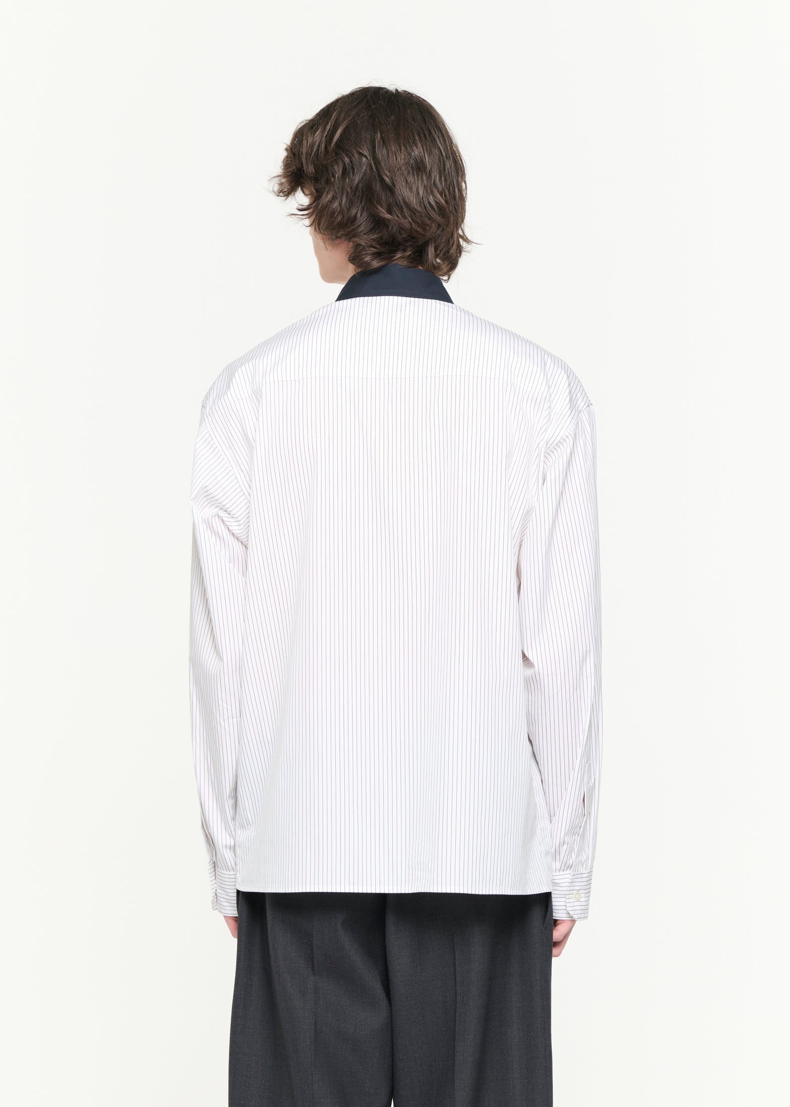 ストライプポプリン ディファレントカラーシャツ