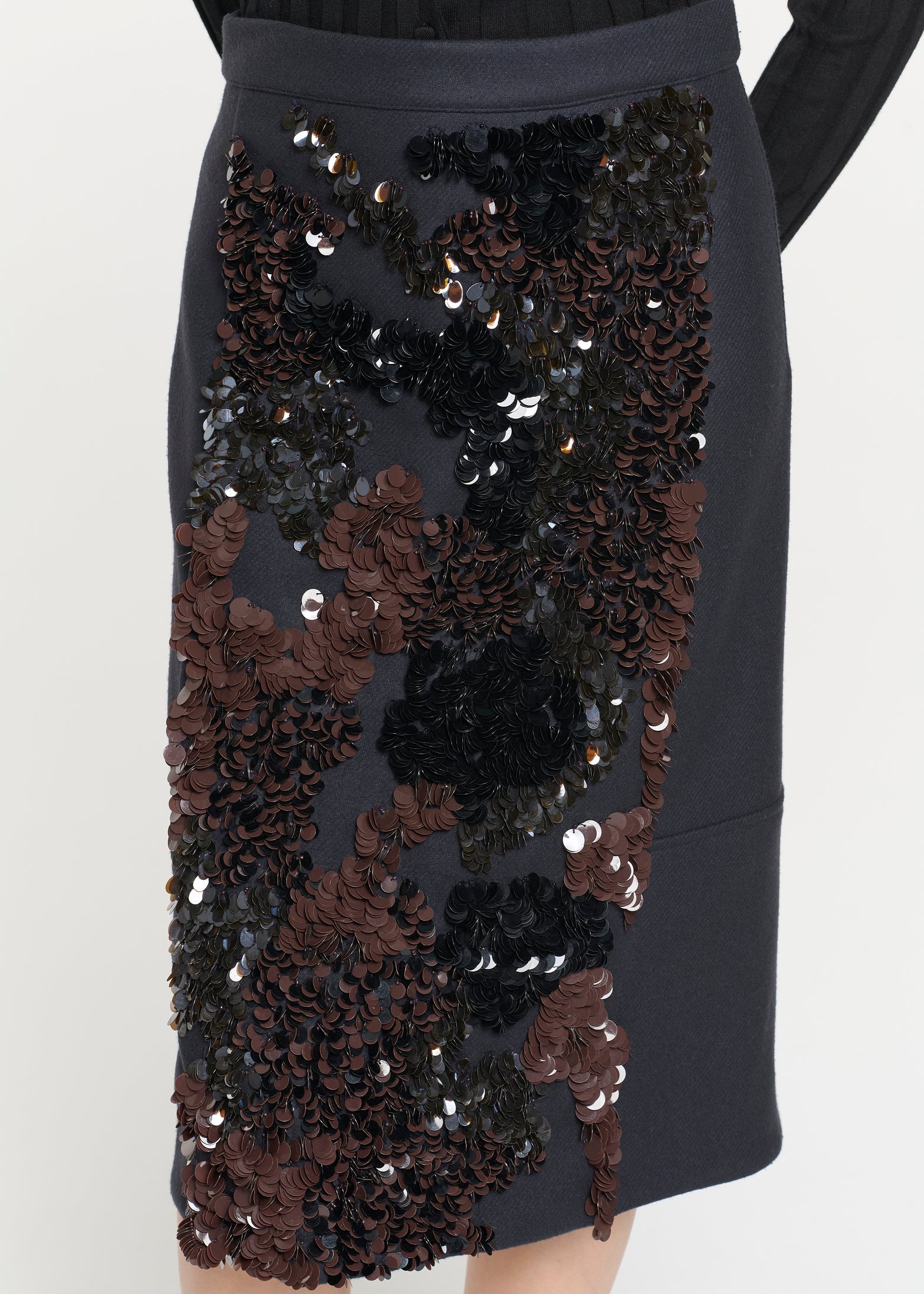 ダブルウール エンブロイダリ―スカート