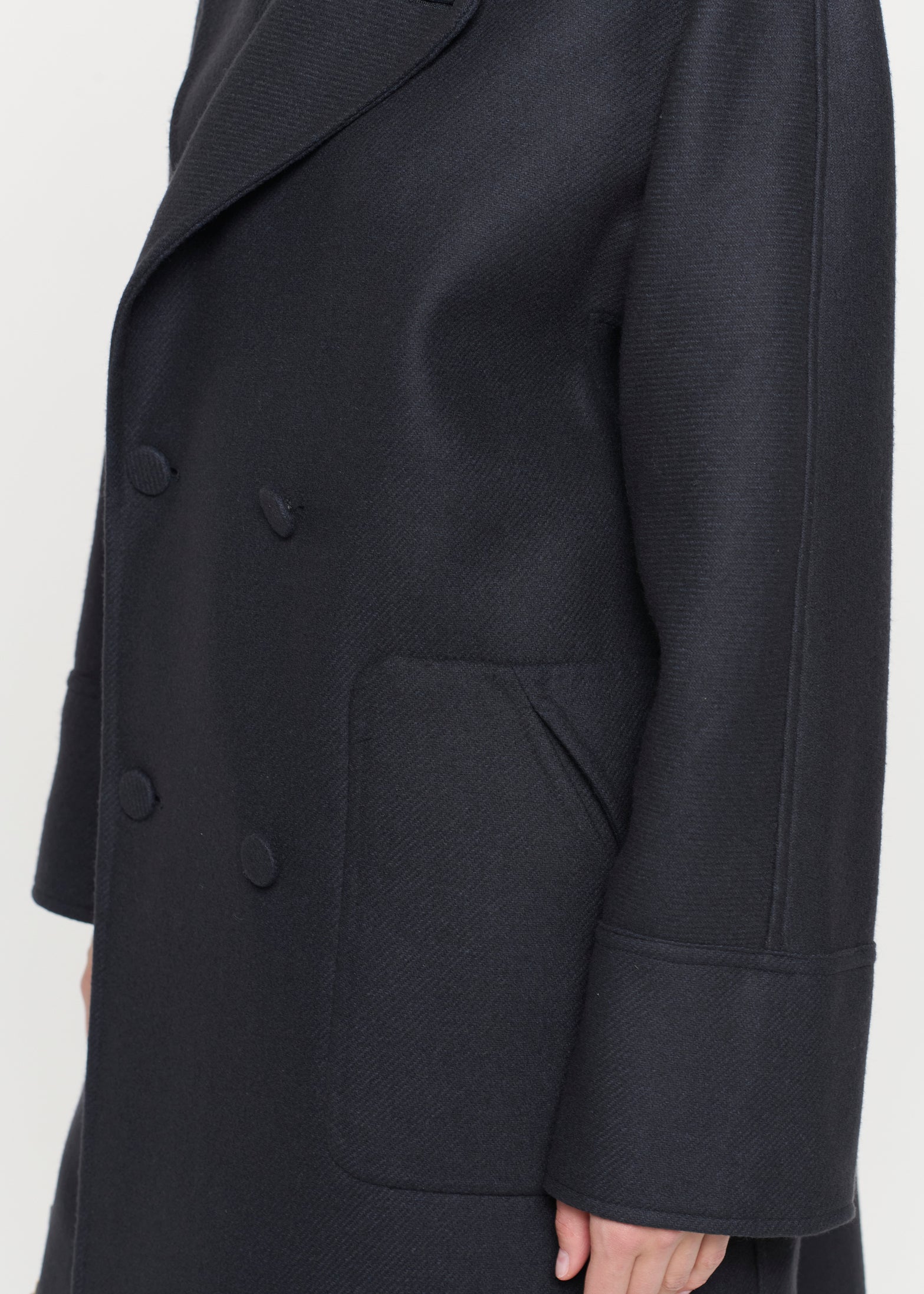 ダブルウール エンブロイダリ―カラーコート