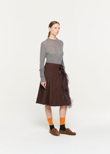 PLAN C ブラック プリーツスカート ひざ丈 リバーシブルシフォンプリーツスカート/洗える(ひざ丈スカート) | MK