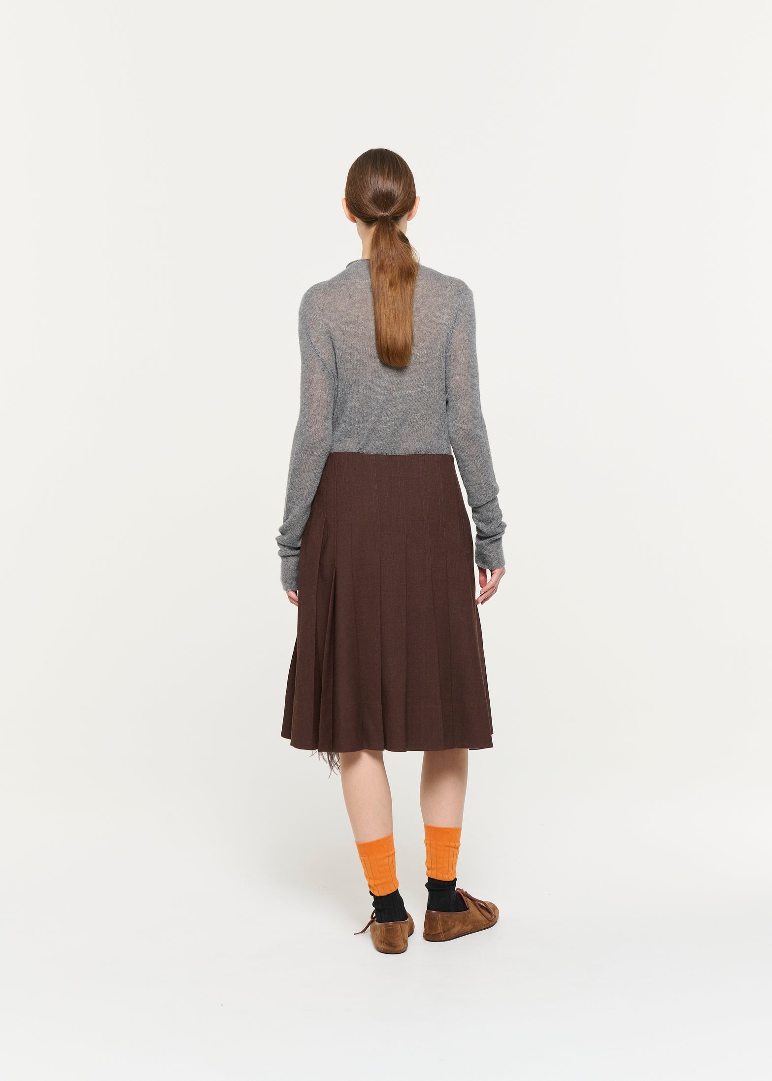 グリサイユ フェザー付きプリーツスカート