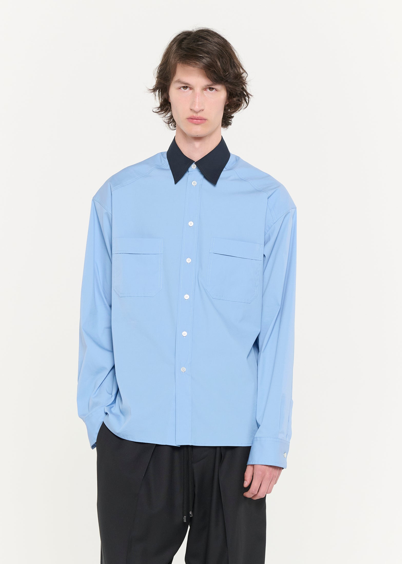 ポプリンストレッチ ディファレントカラーシャツ