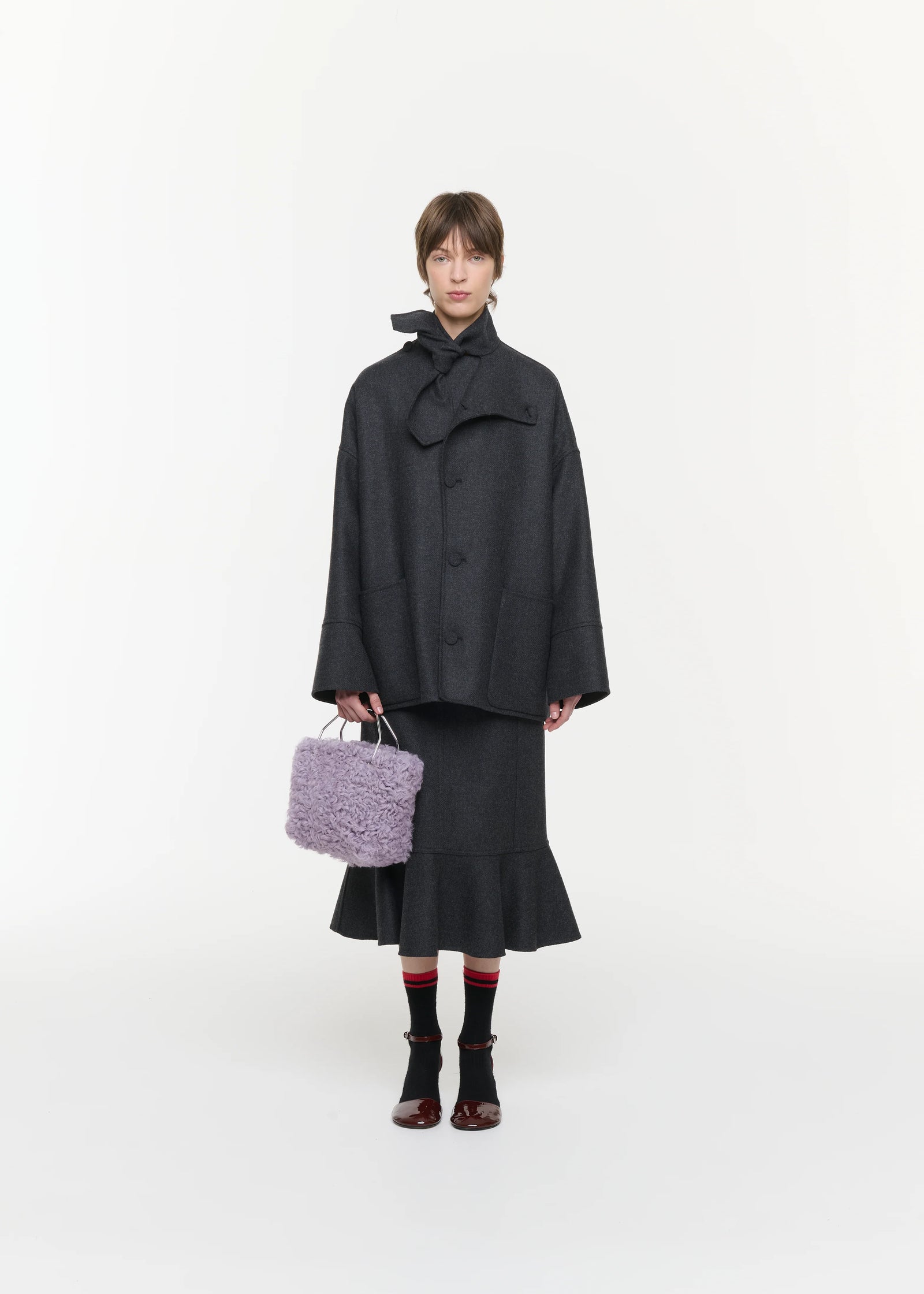 アシンメトリック スカーフカラー ジャケット