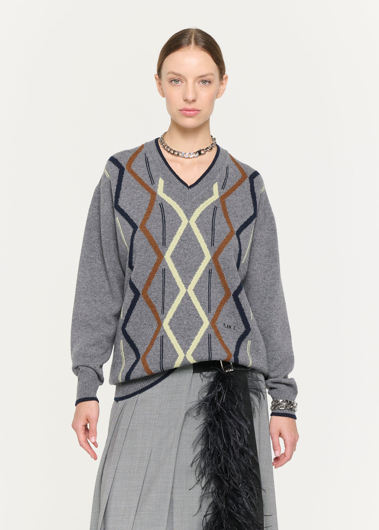 ウールカシミア　ロンバスプルオーバーニット