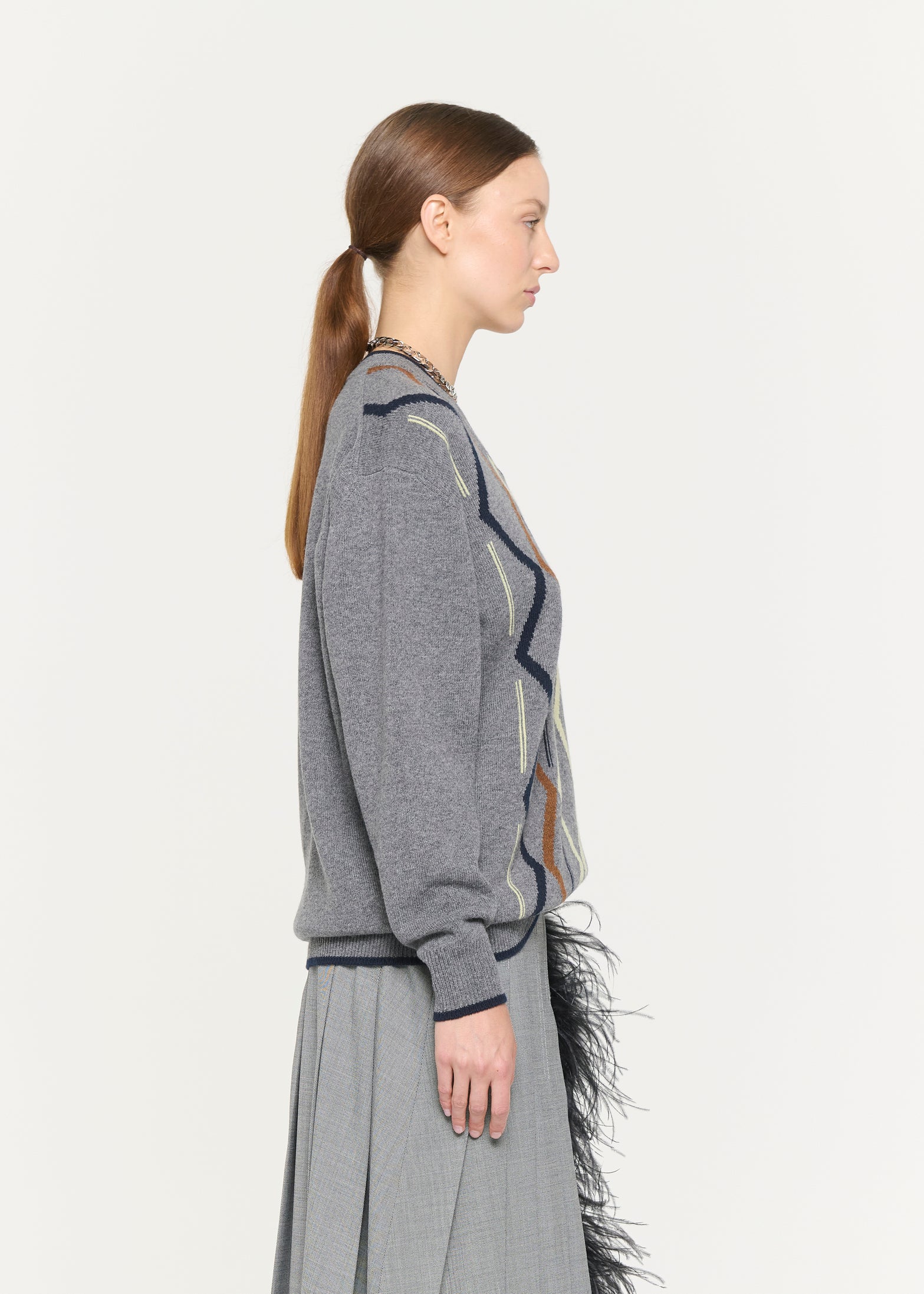 ウールカシミア　ロンバスプルオーバーニット