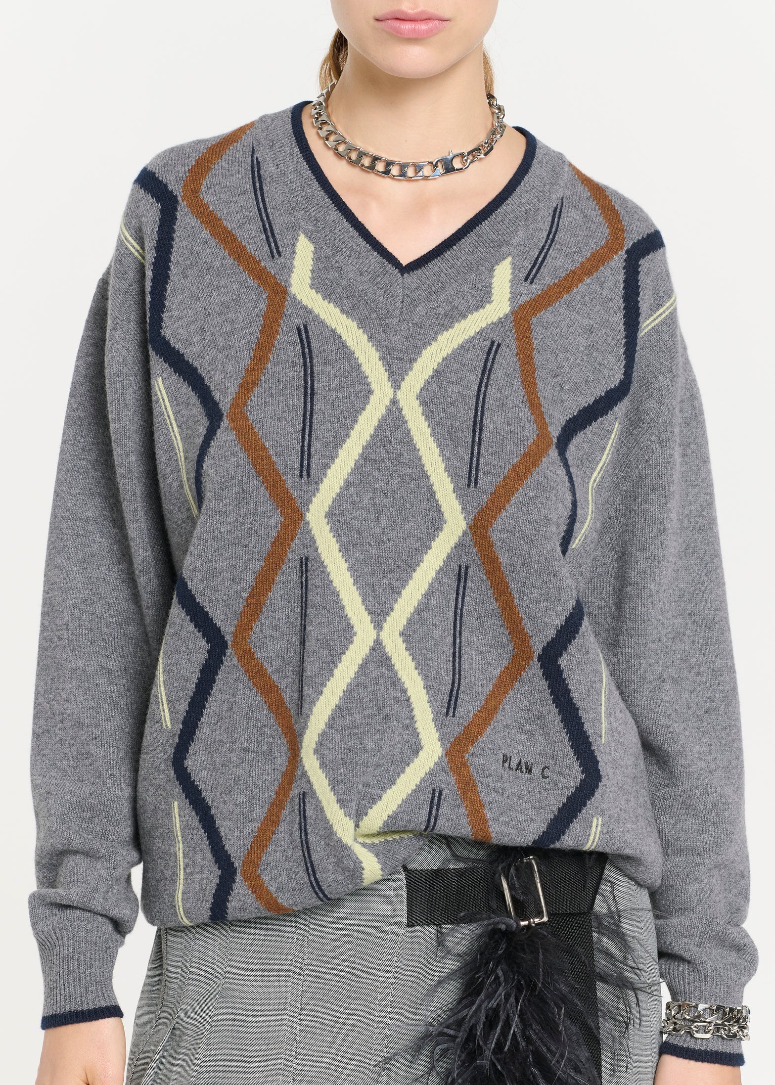 ウールカシミア　ロンバスプルオーバーニット