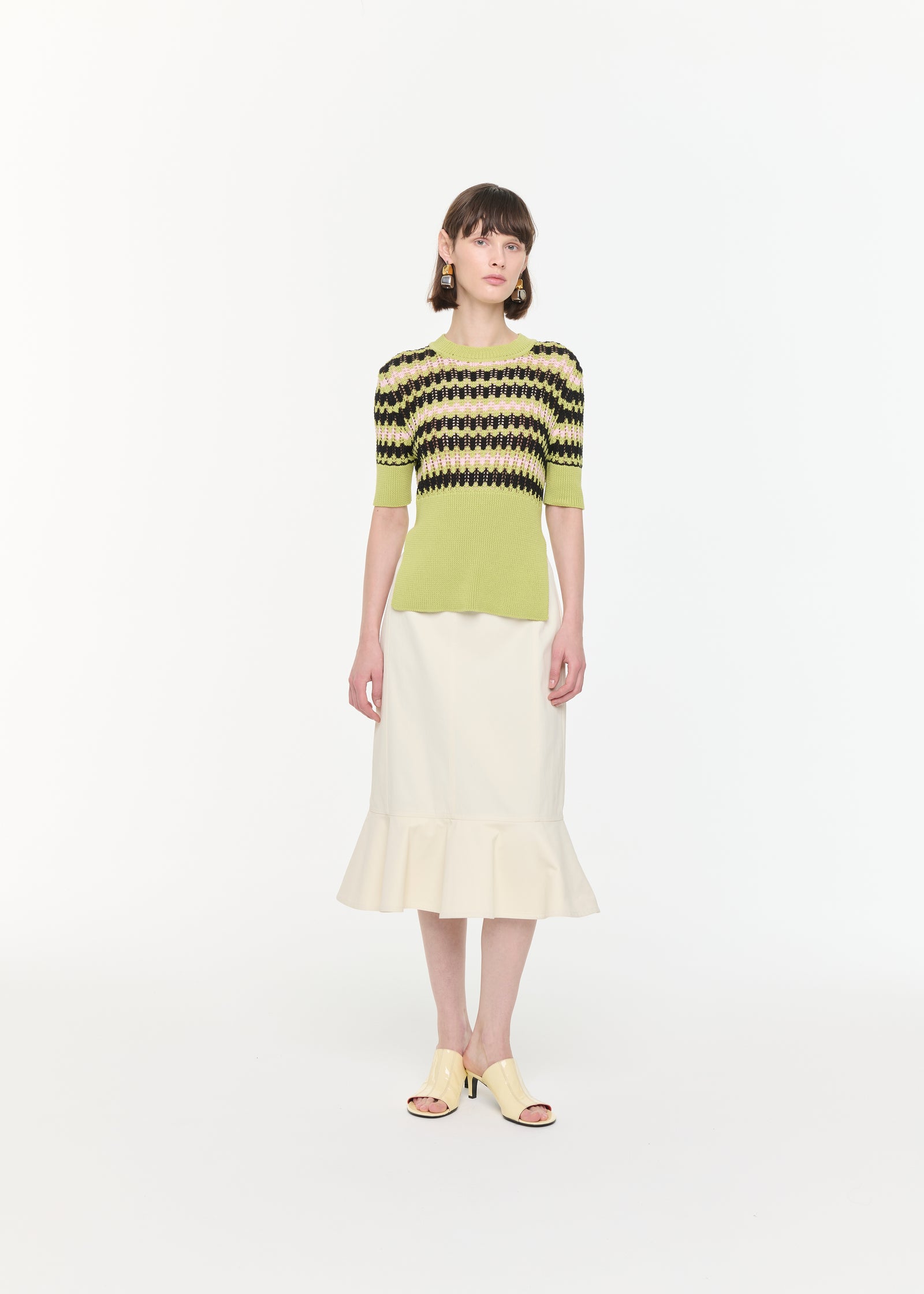 半袖 グリーン クルーネック