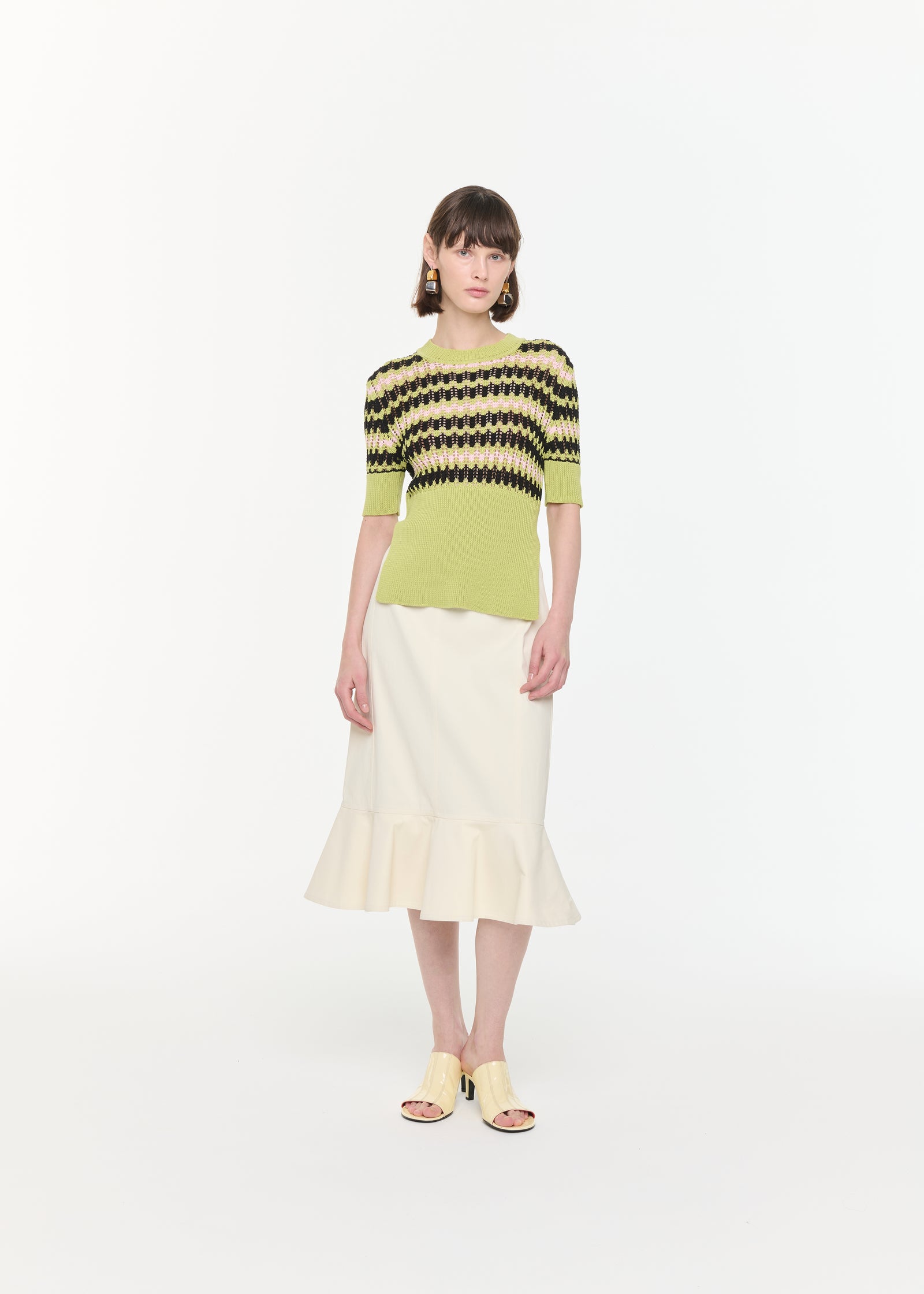 半袖 グリーン クルーネック