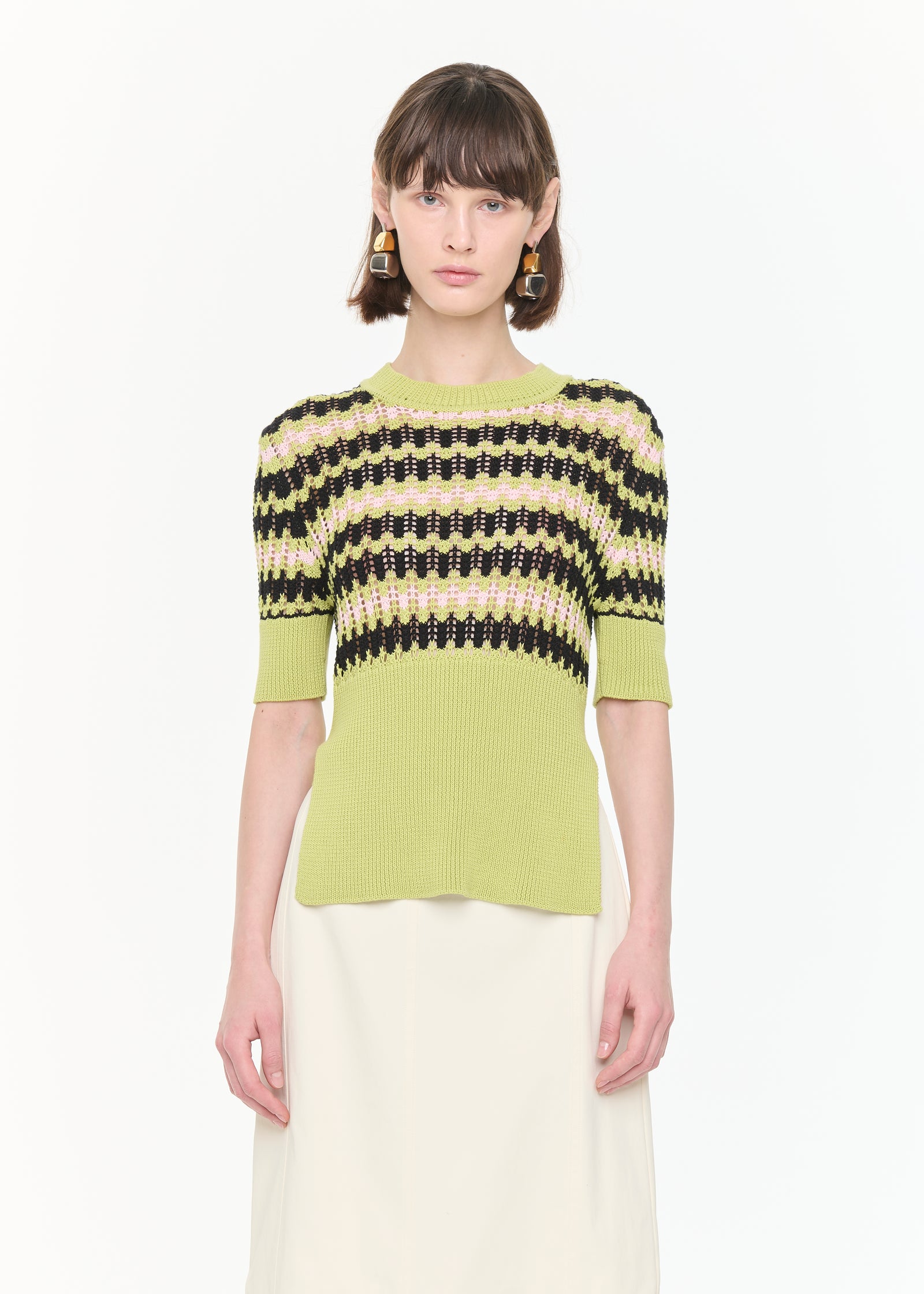 半袖 グリーン クルーネック