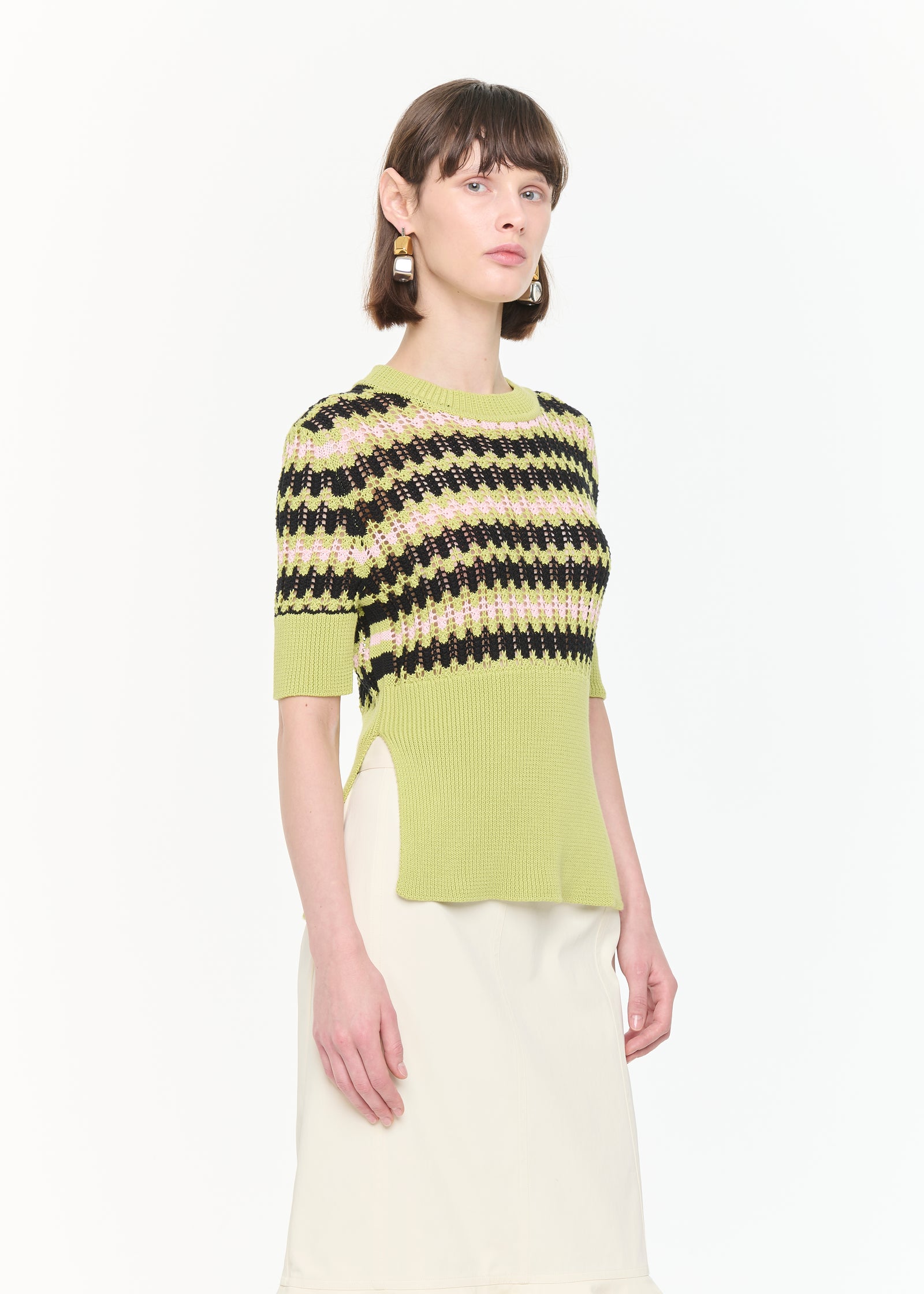 半袖 グリーン クルーネック