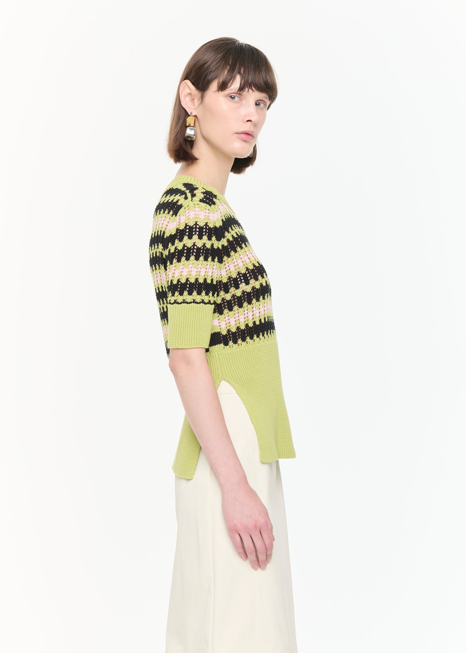 半袖 グリーン クルーネック