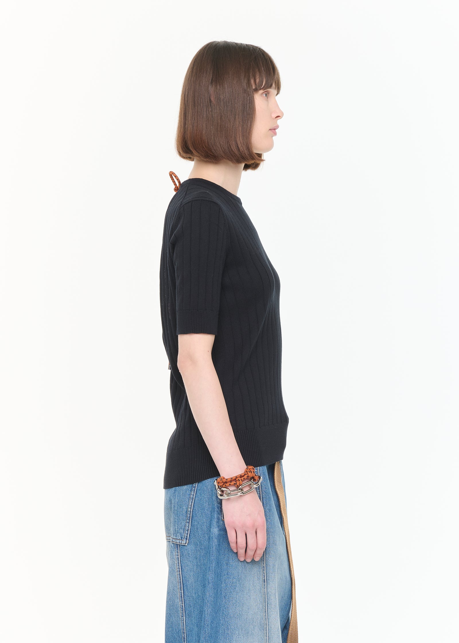 半袖リブニット