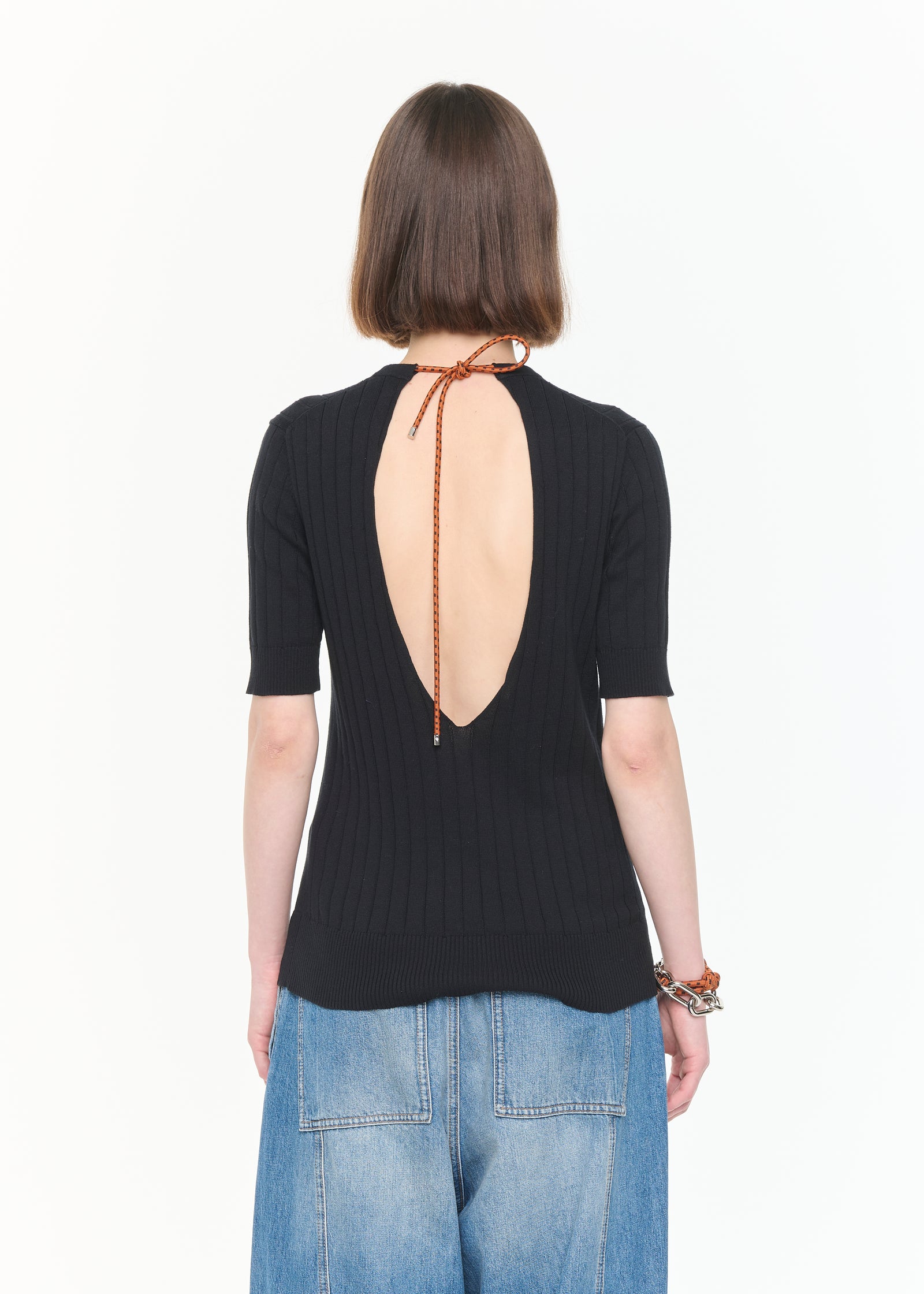 半袖リブニット