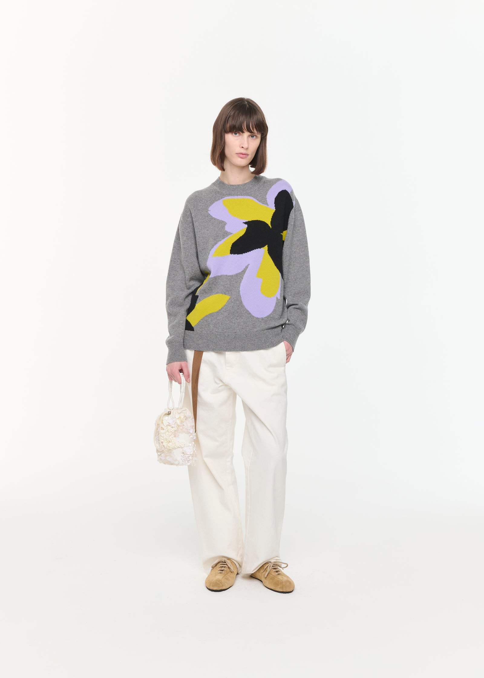 フラワープリントカシミアセーター