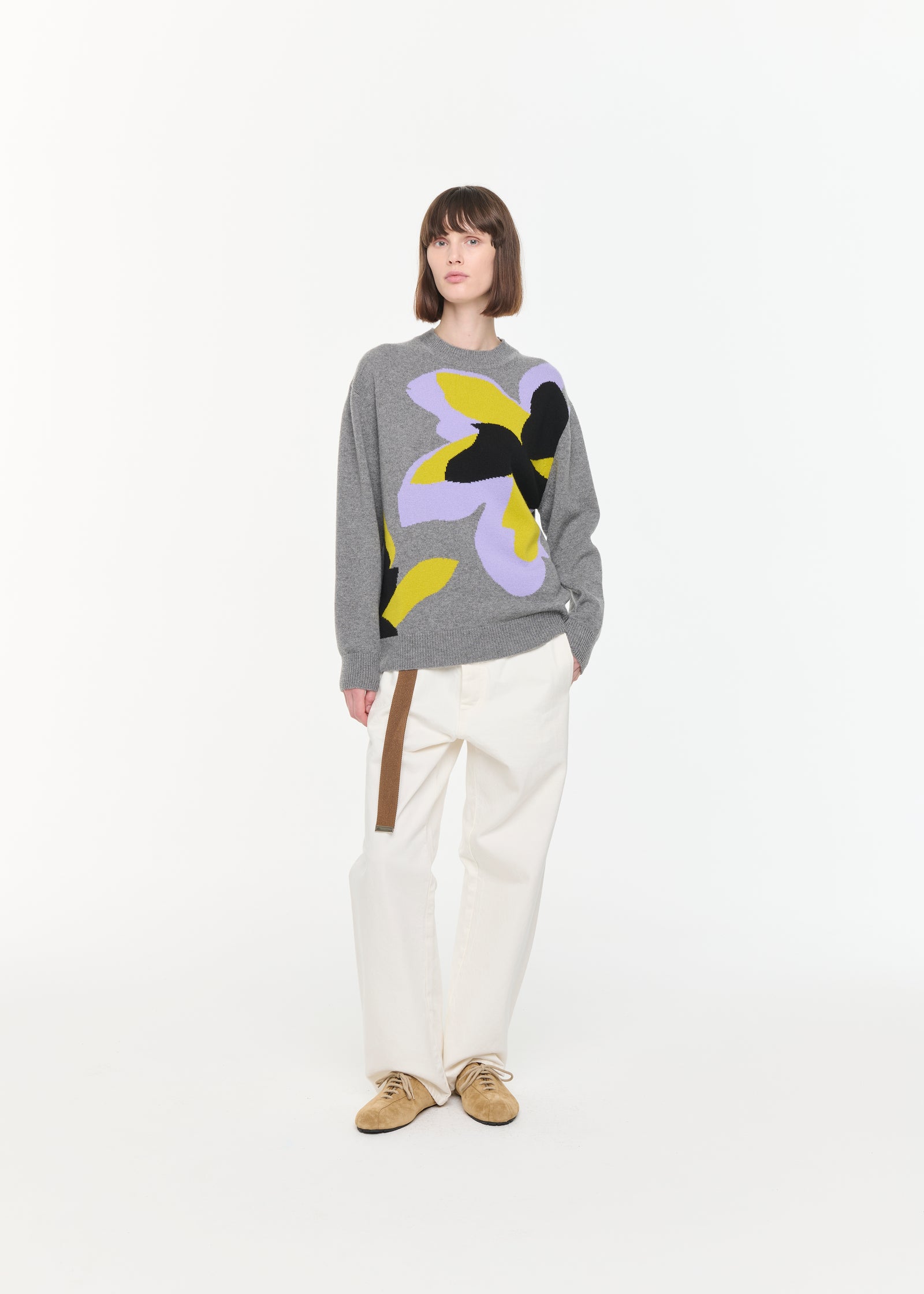 フラワープリントカシミアセーター