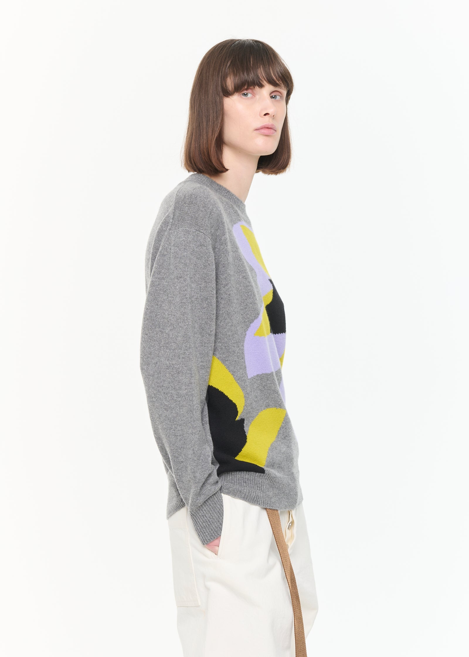 フラワープリントカシミアセーター