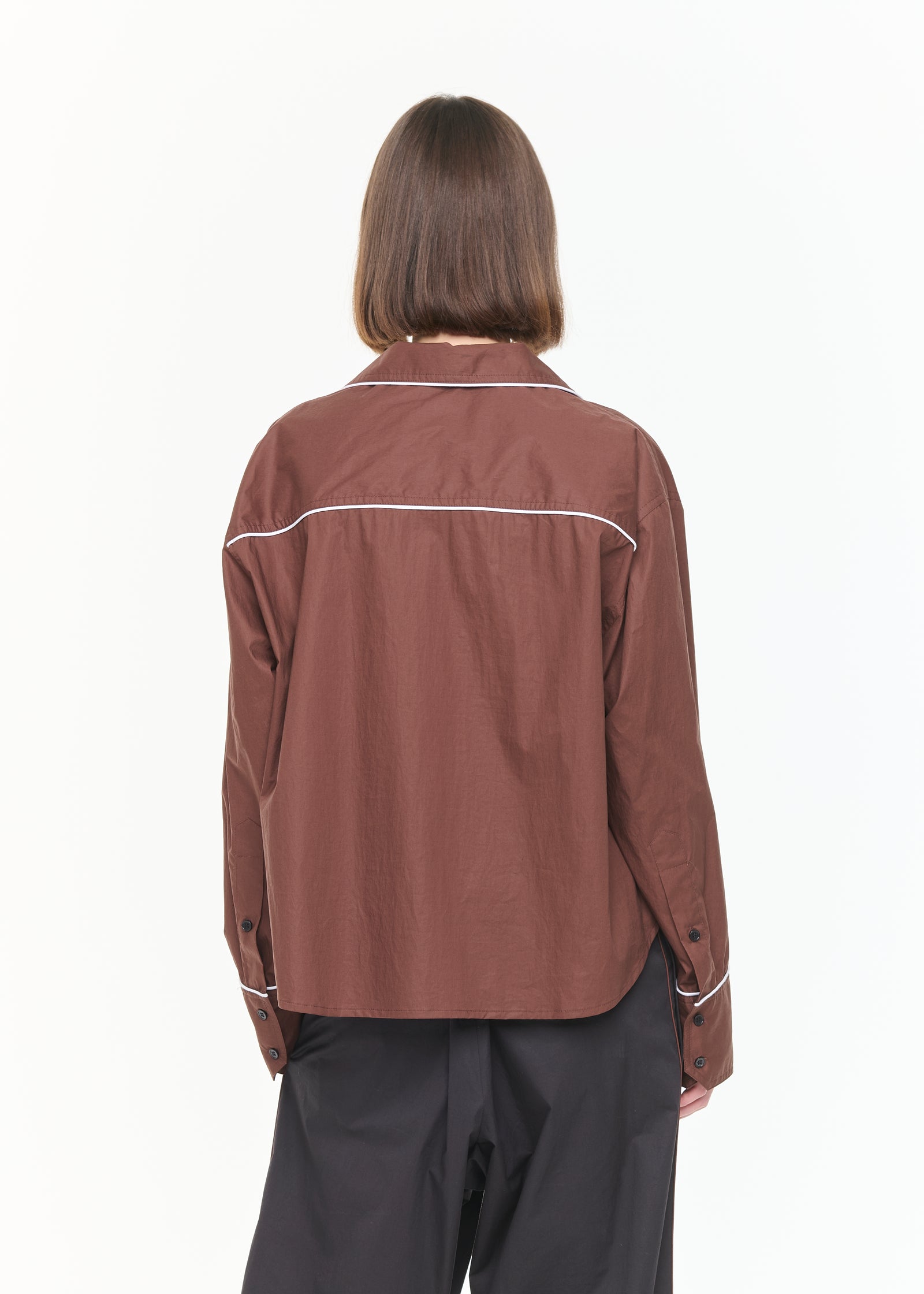 ブラウンコットンボックスシャツ