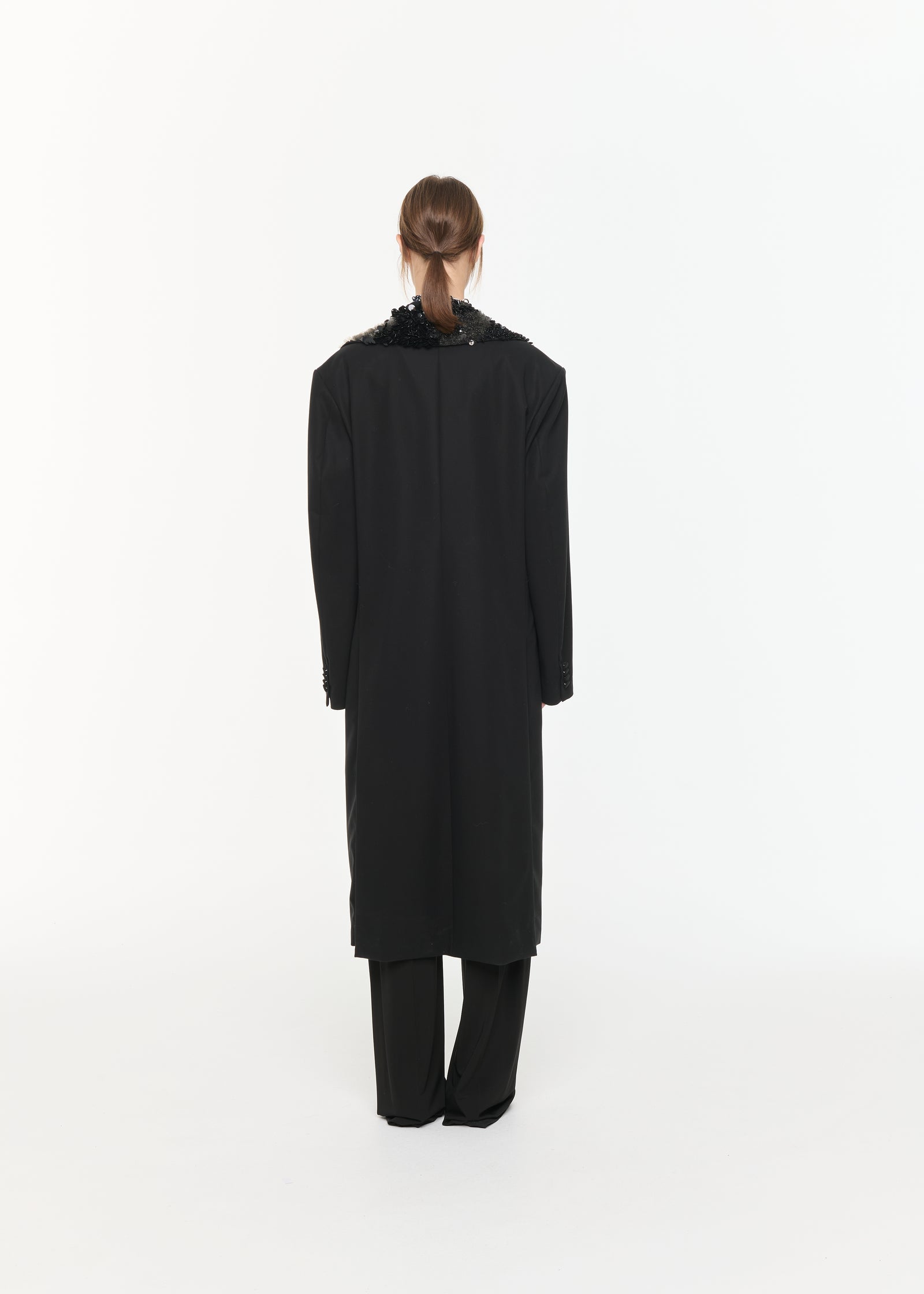 ダブルブレスト ブラックコットンコート