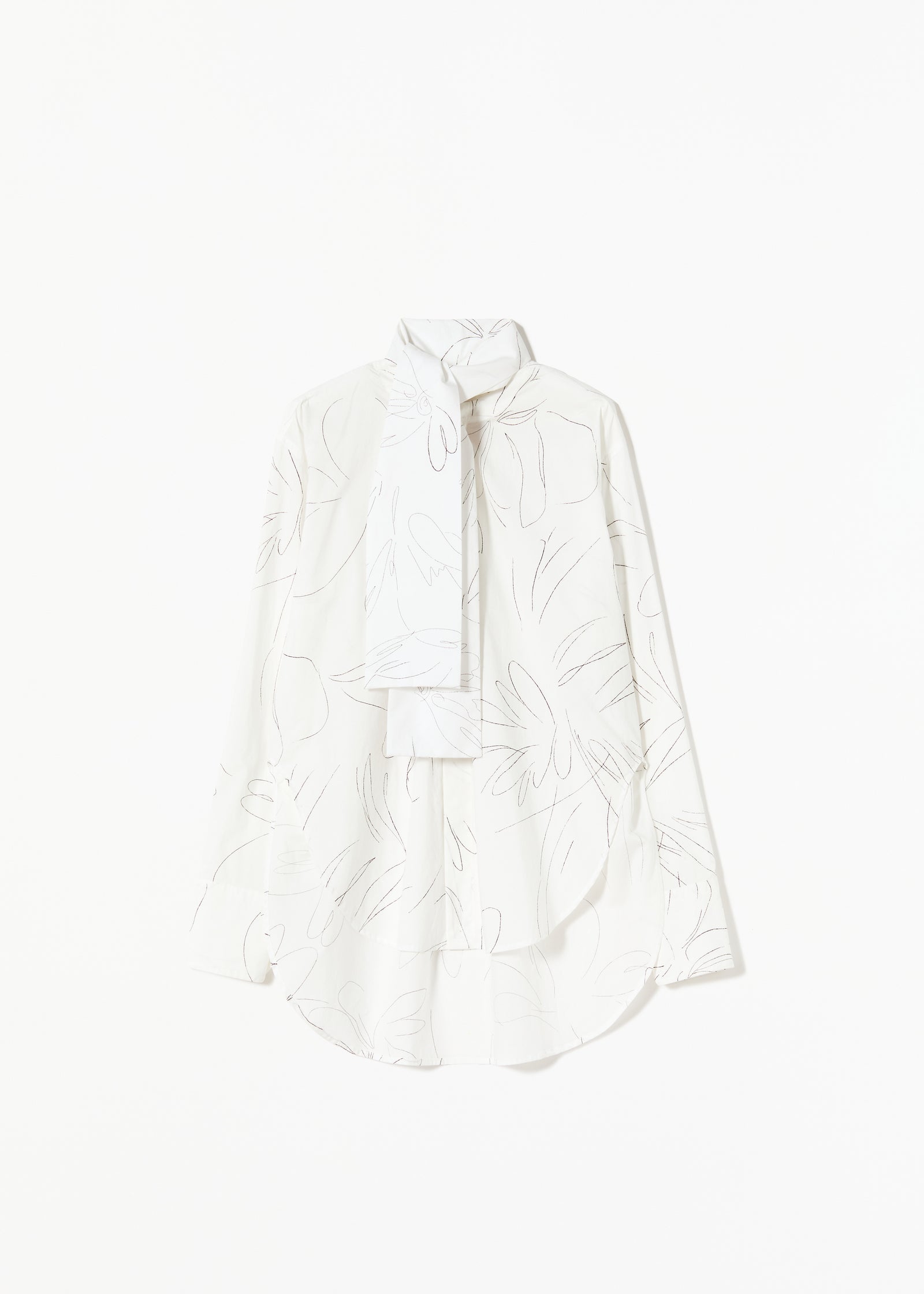 フラワープリントコットンシャツ（スカーフ付き）