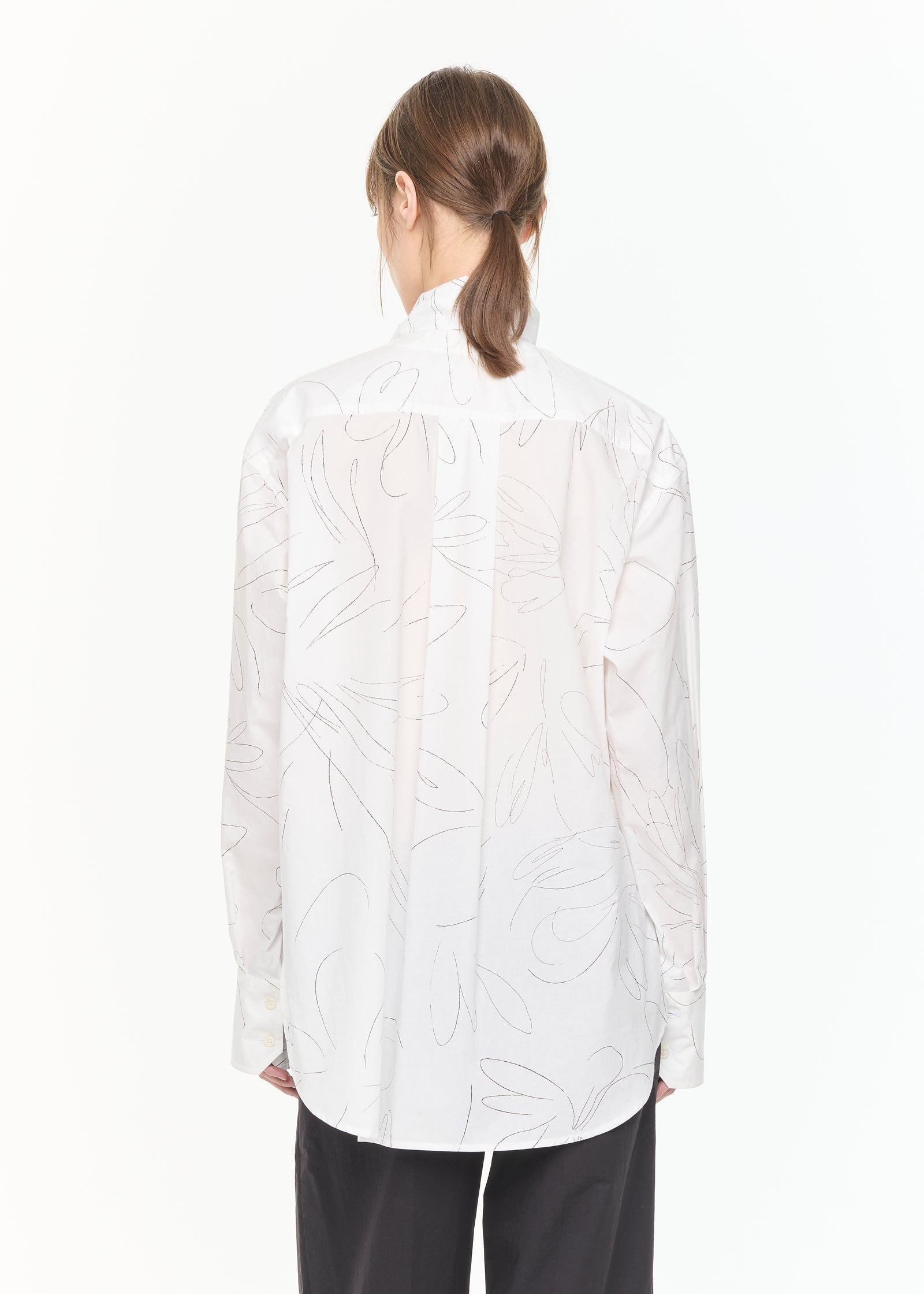 フラワープリントコットンシャツ（スカーフ付き）