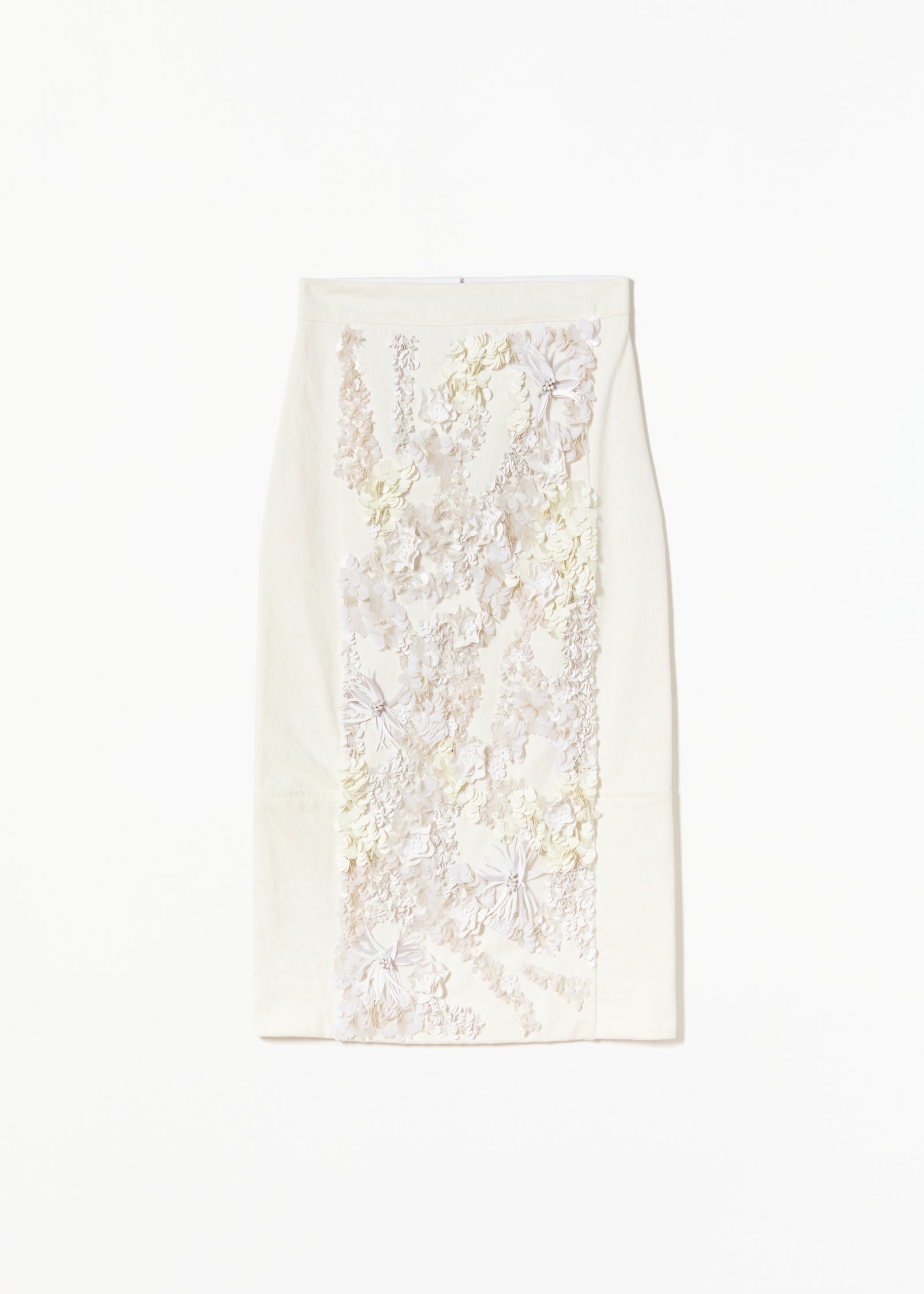 スパンコールパネル付きホワイトドリルスカート