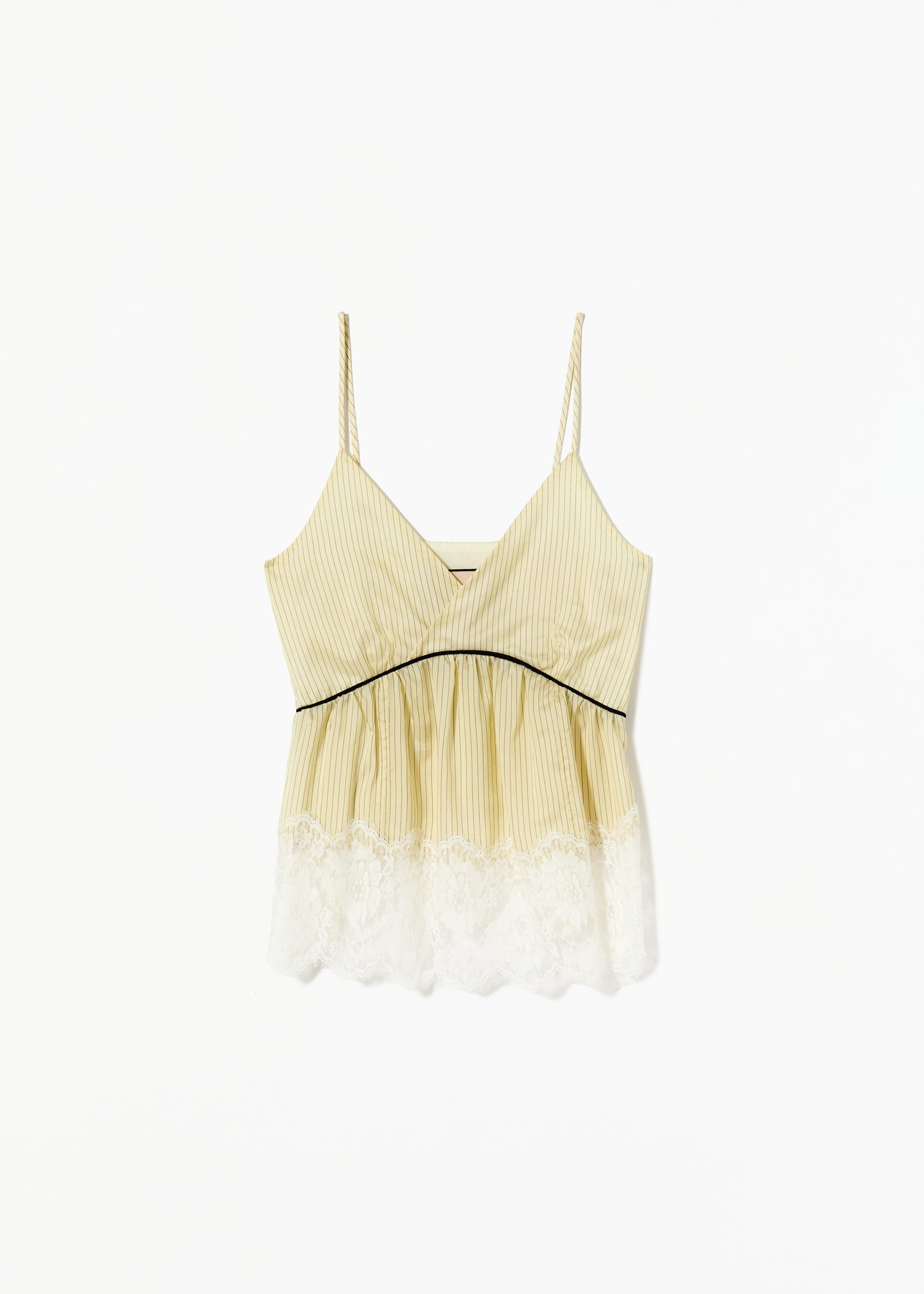 レースヘムストライプトップス