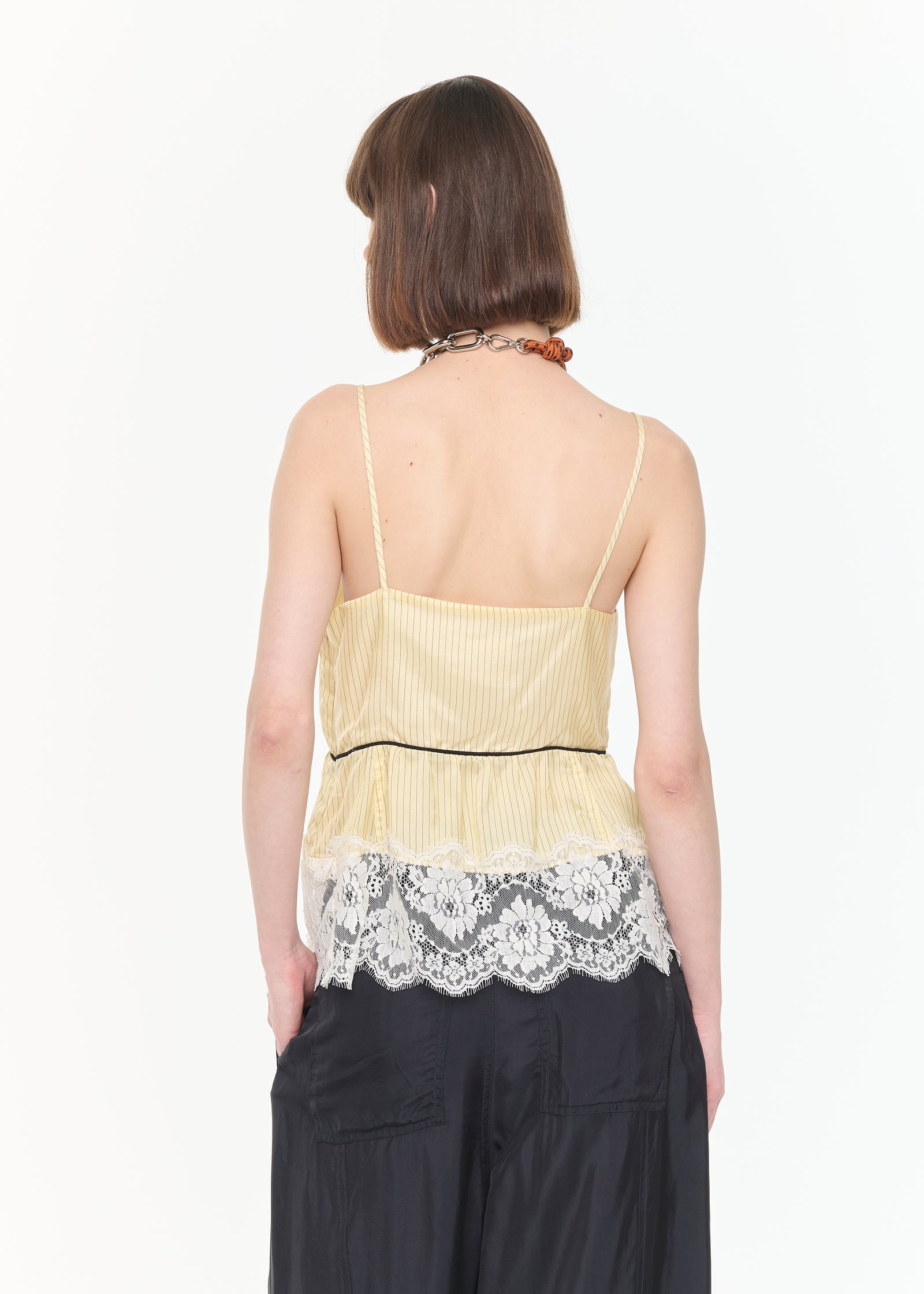 レースヘムストライプトップス