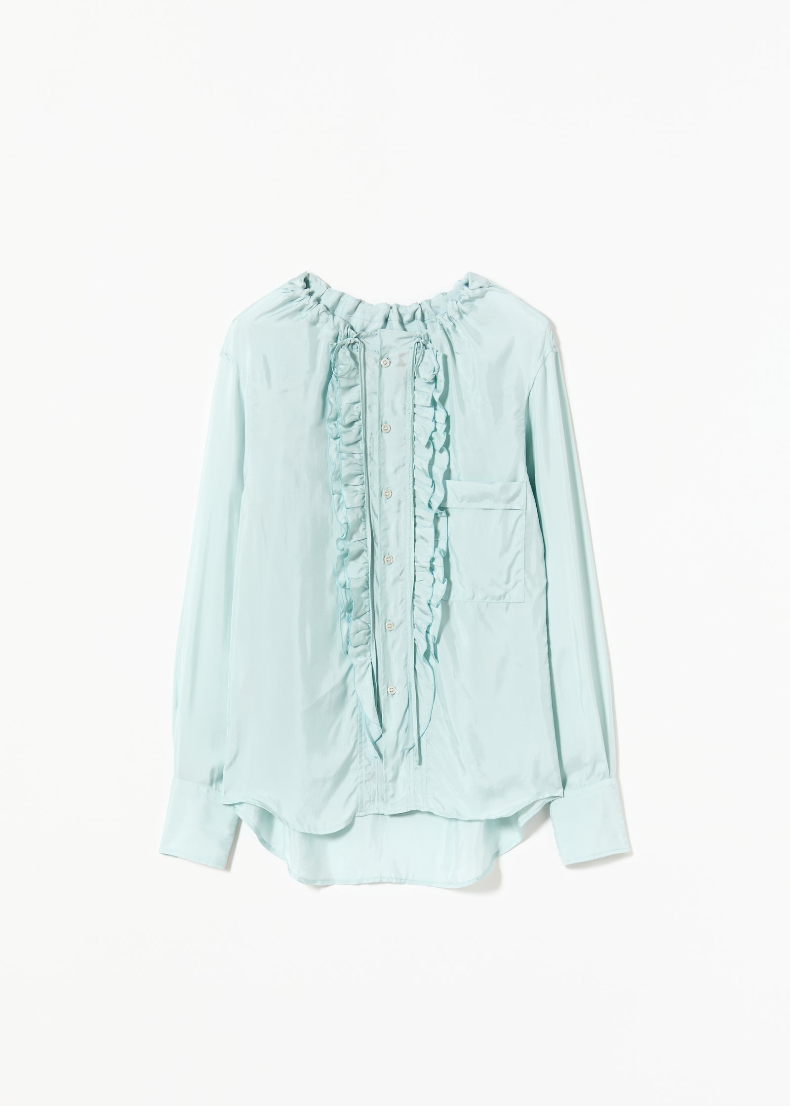 フリル付きライトビスコースシャツ