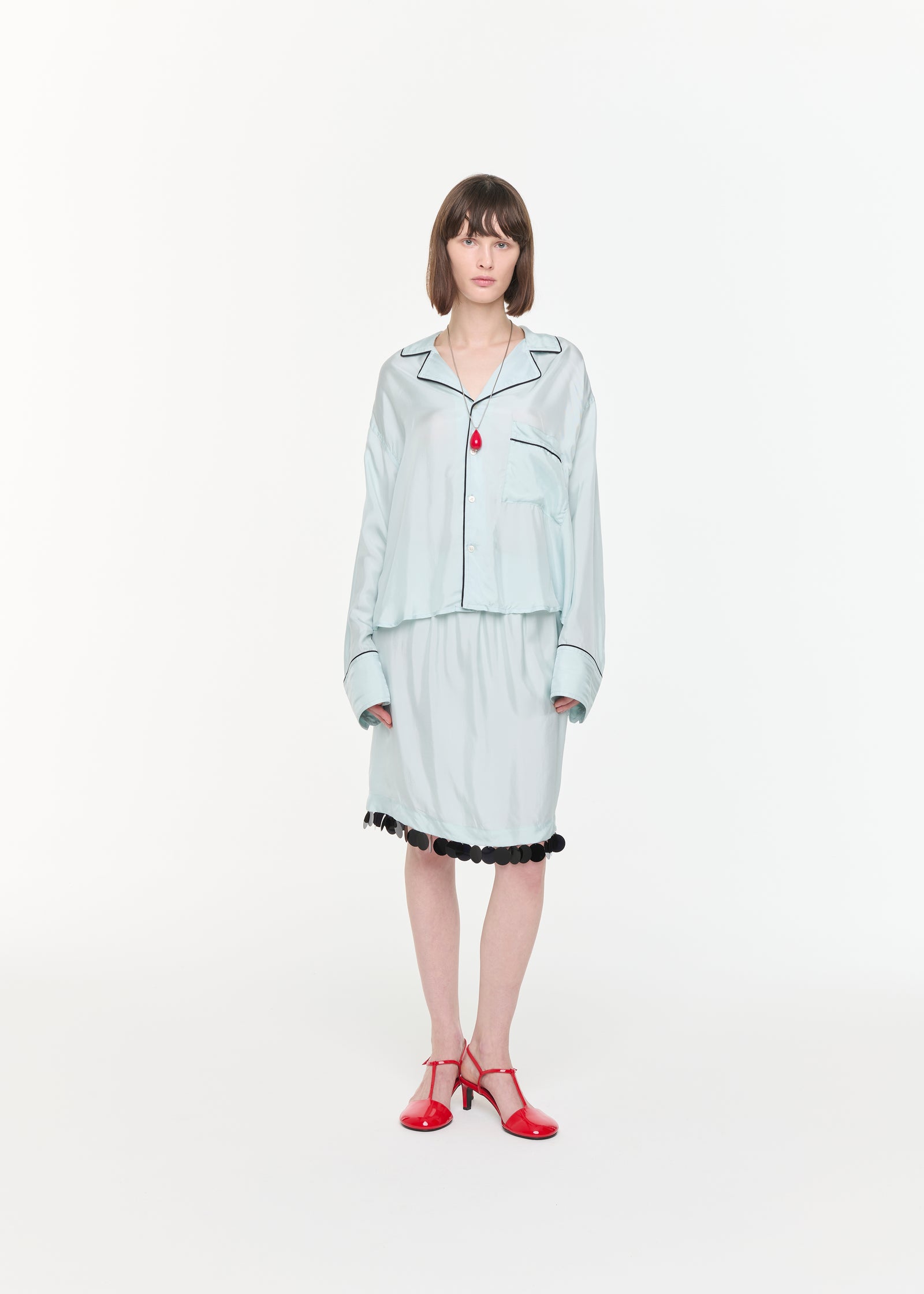 フルイドビスコースボクシーシャツ