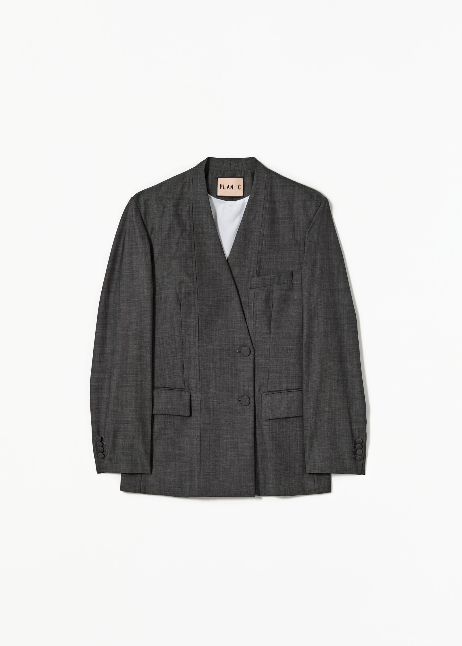 ダブルブレスト メランジグレー ブレザー