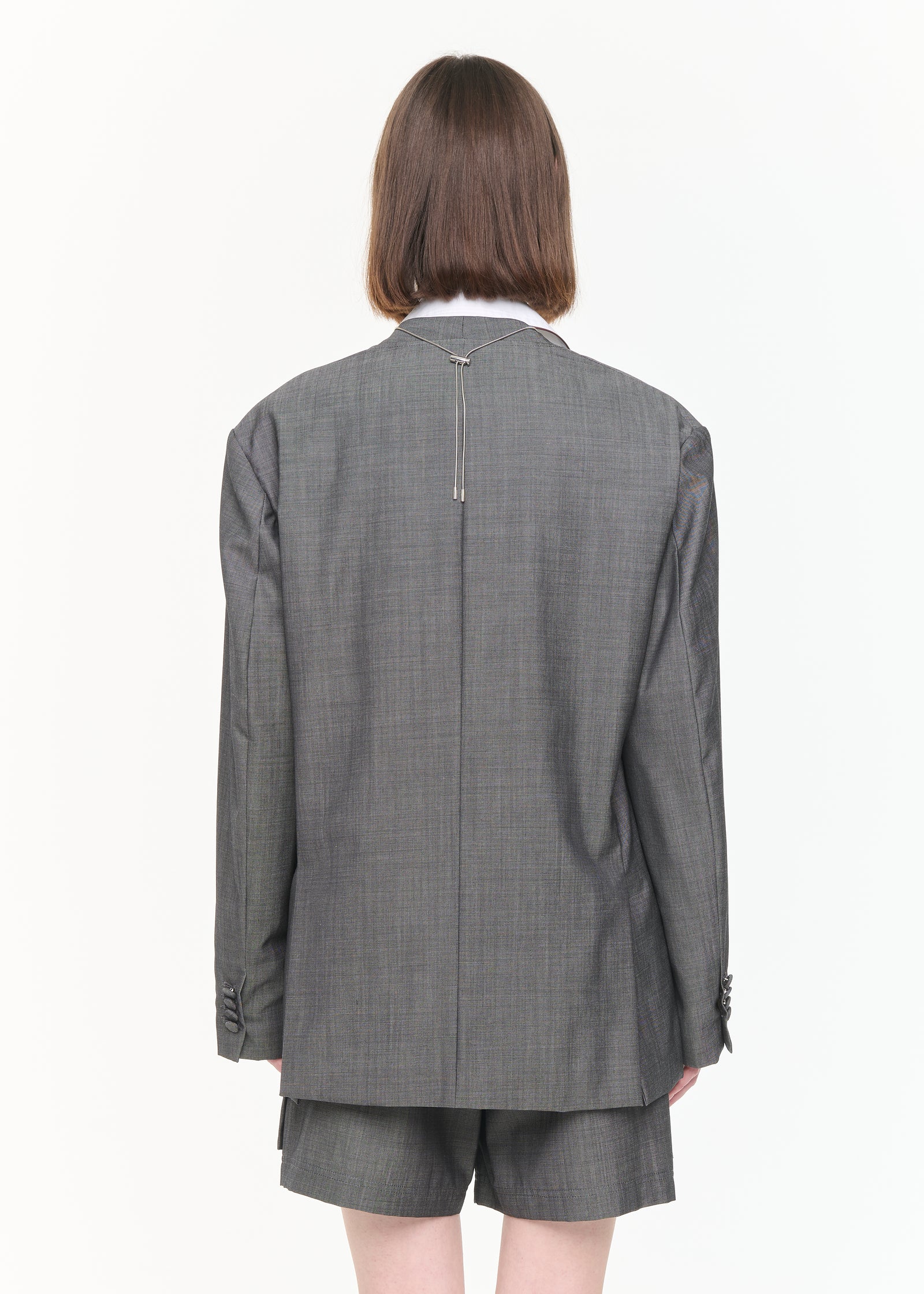 ダブルブレスト メランジグレー ブレザー