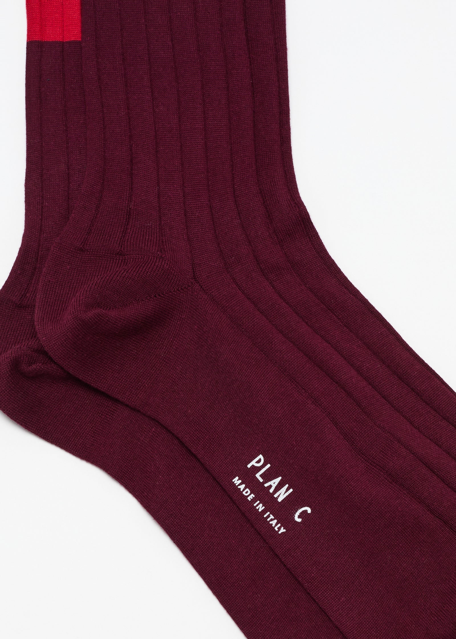バーガンディ レッド ツートンカラーソックス