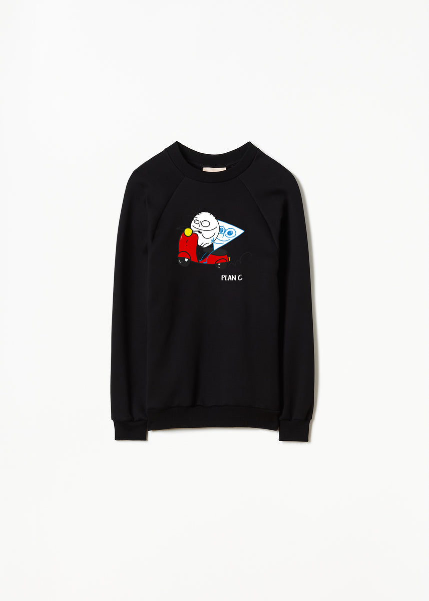 PLAN C ピリ&ビアンカ　スウェット　BLACK Sサイズ FLCJB60SJ6TF00300N99_front_120