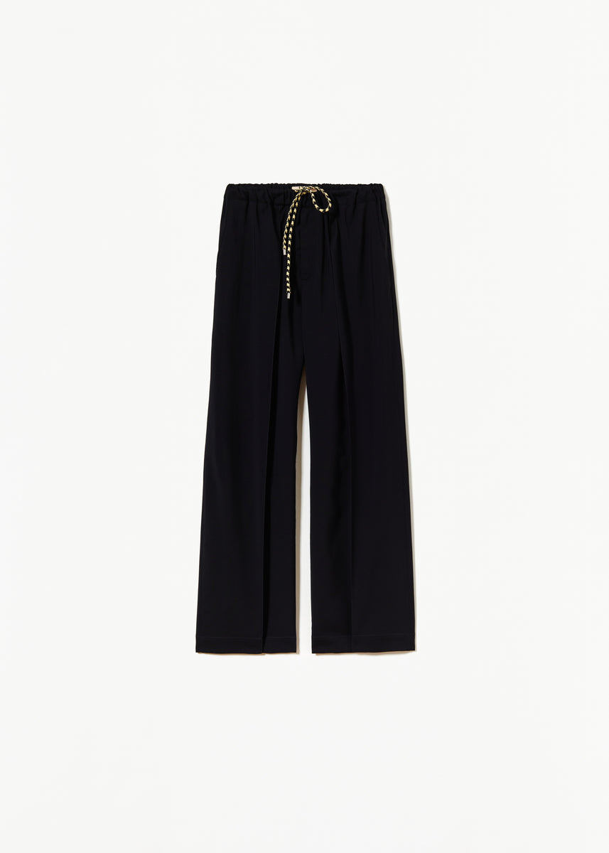 【Plan C】 Pinstripeウールブレンドワイドレッグパンツ Plan C】 Pinstripeウールブレンドワイドレッグパンツ