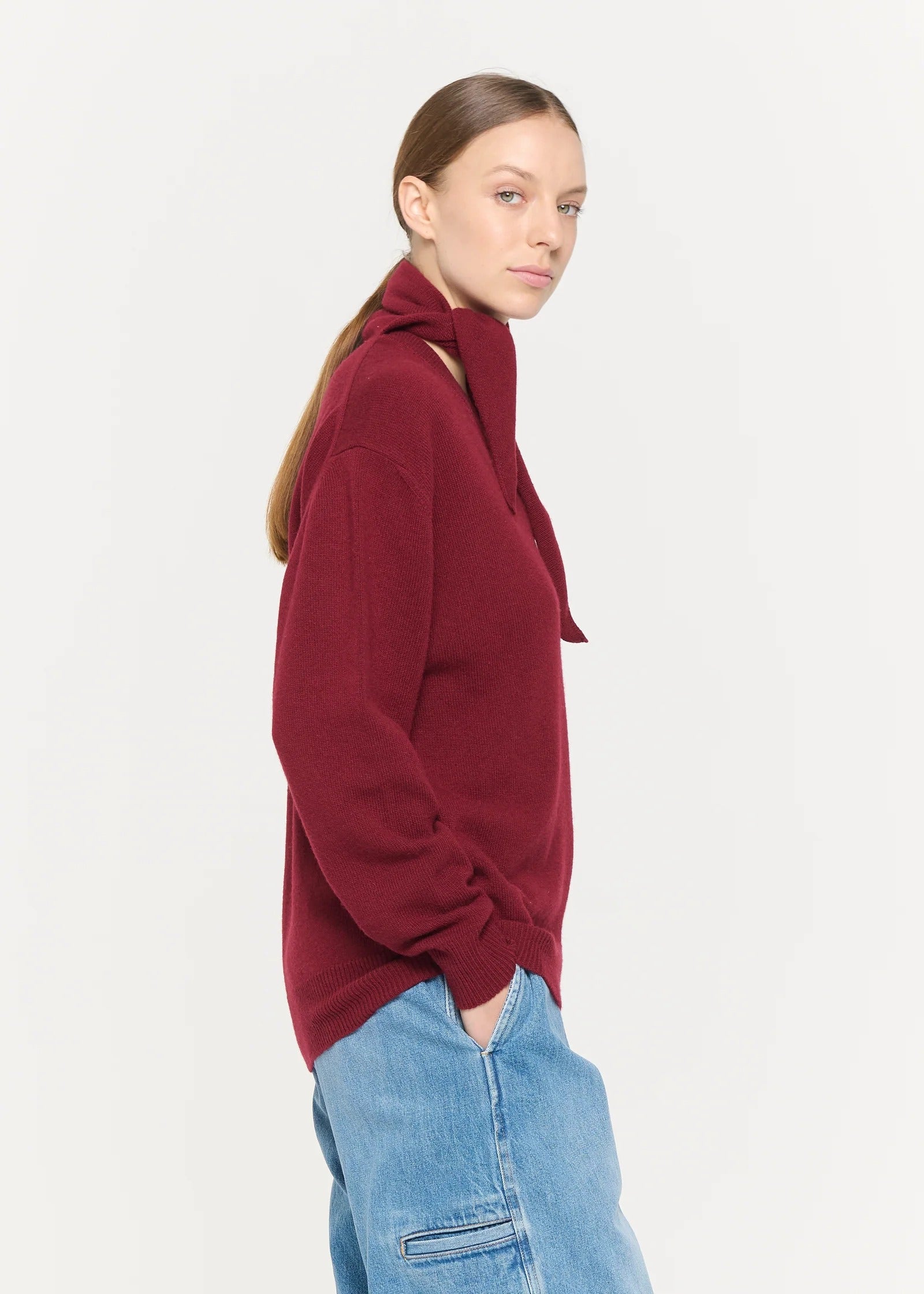 PLAN C ショール付きウールカシミヤセーター