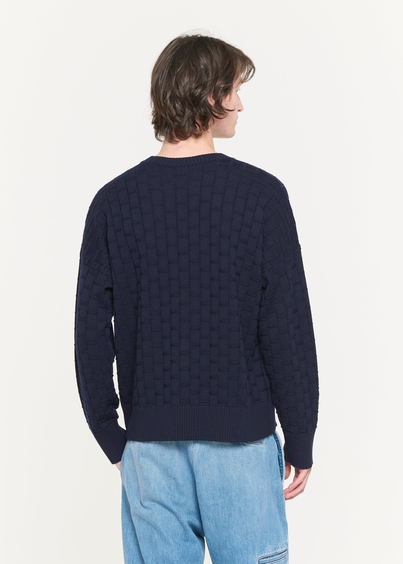 ソフトウール バスケットウェーブプルオーバーニット