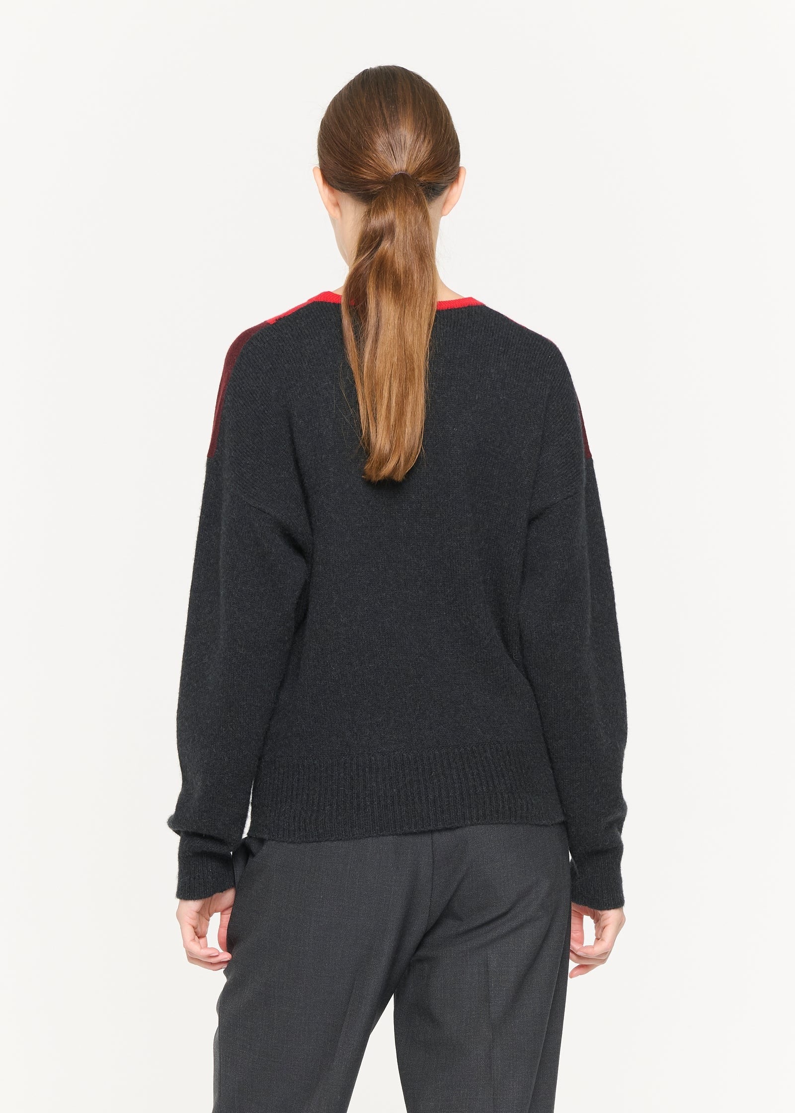 ベイビーキャメルウール コントラストカラーニット