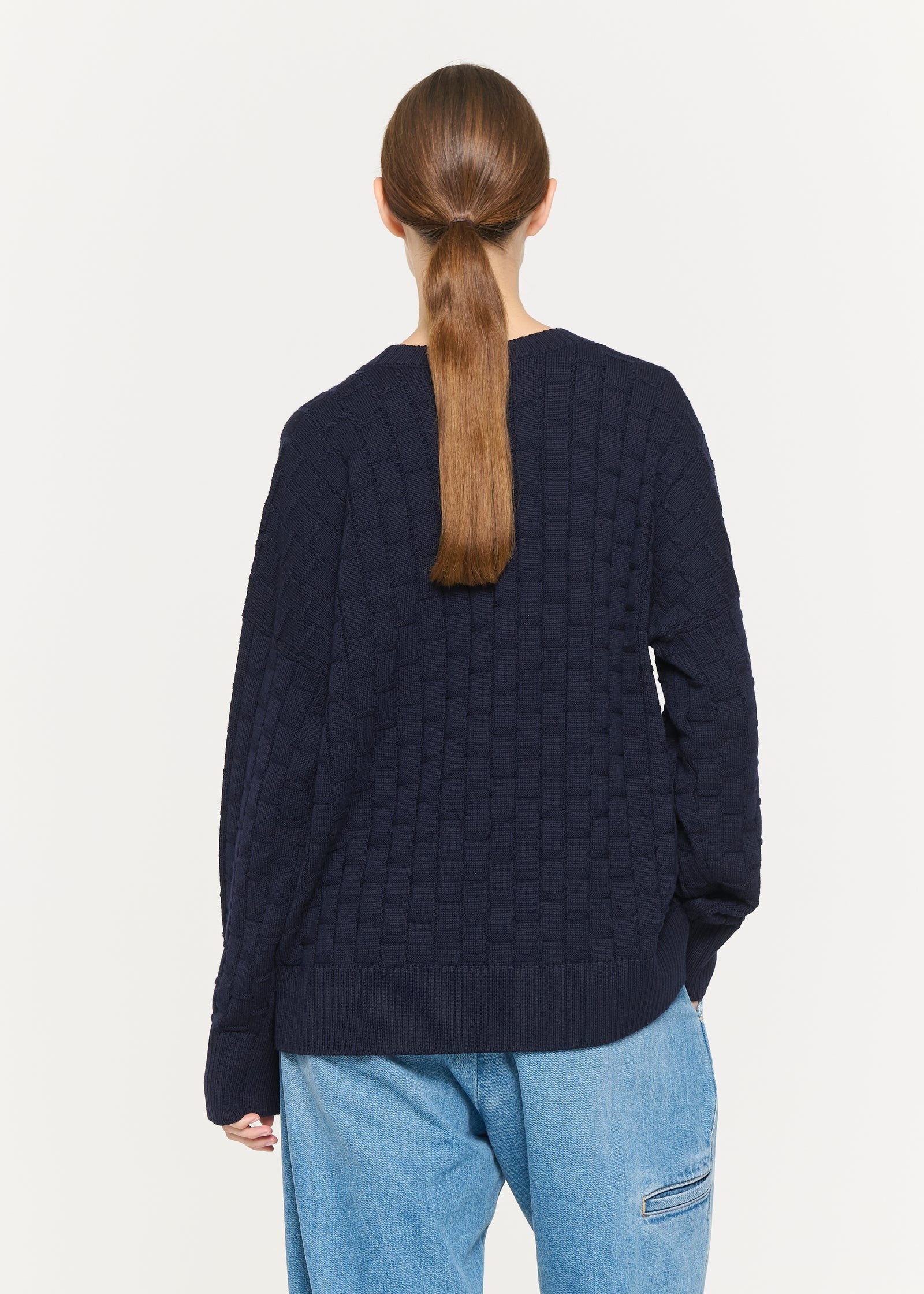 ソフトウール バスケットウェーブプルオーバーニット