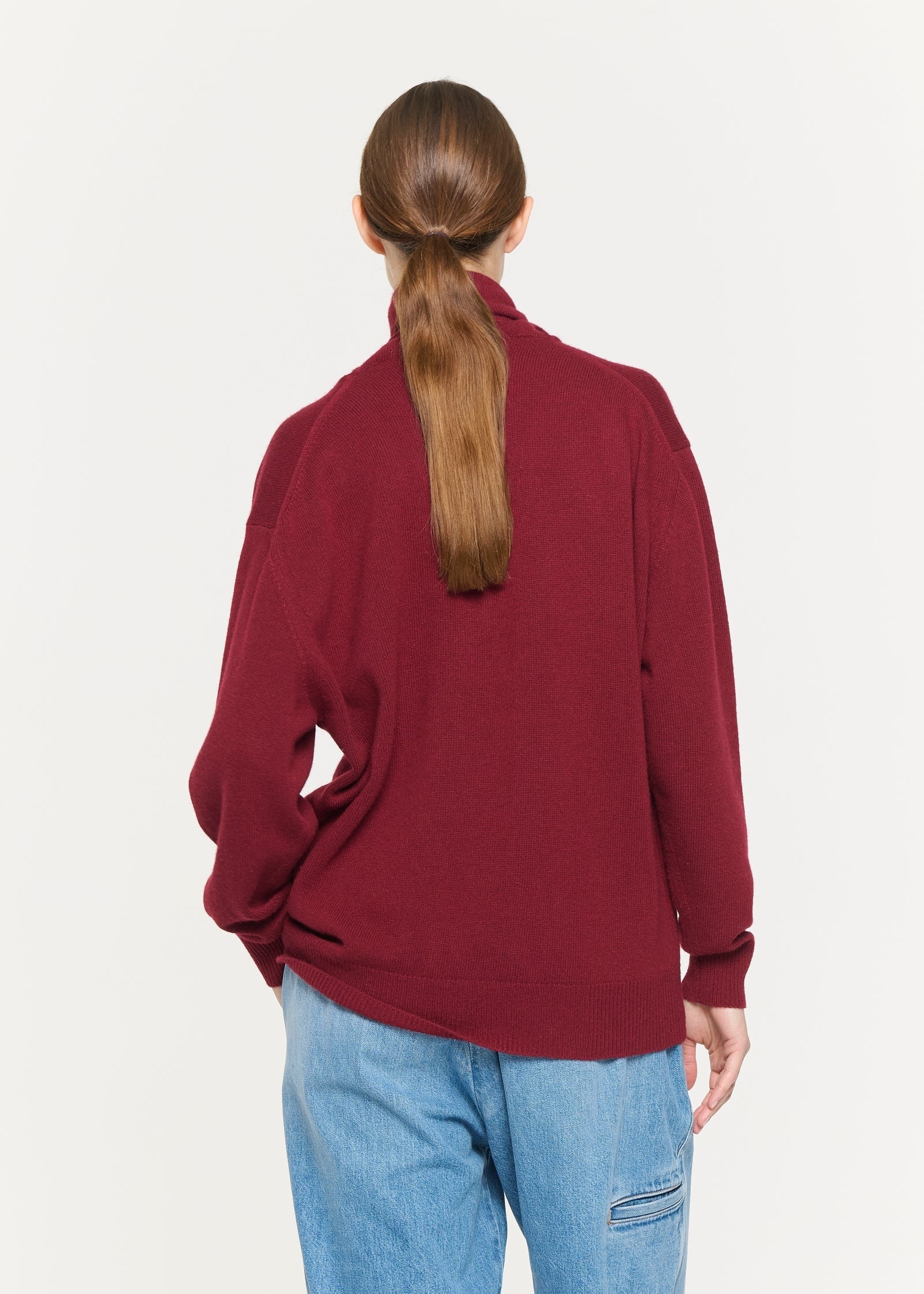 ウールカシミア スカーフ付きVネックプルオーバーニット | 【Plan C