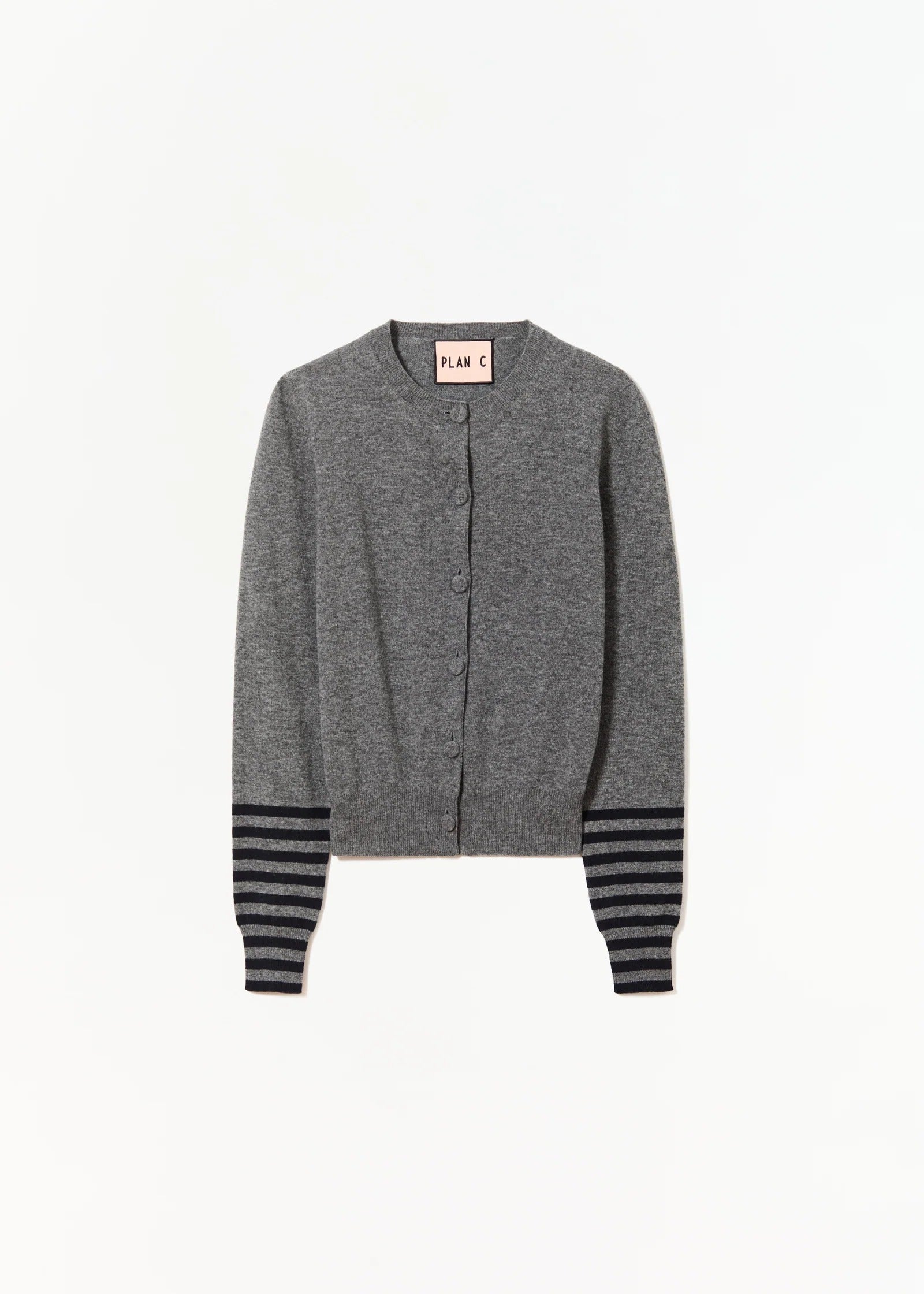 メランジウール ストライプカフスカーディガン