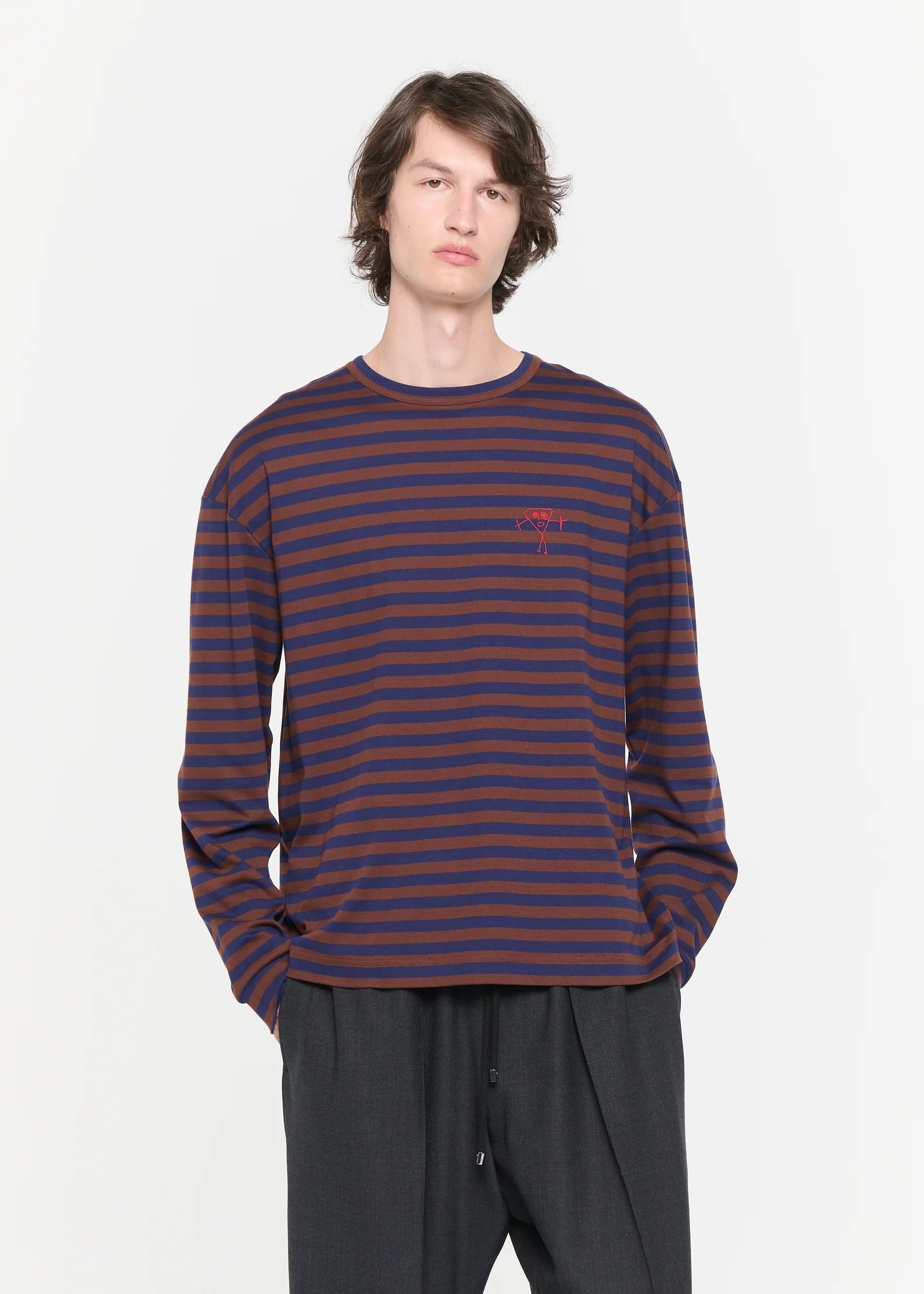 ジャージ ストライプオーバーサイズ ロングスリーブTシャツ