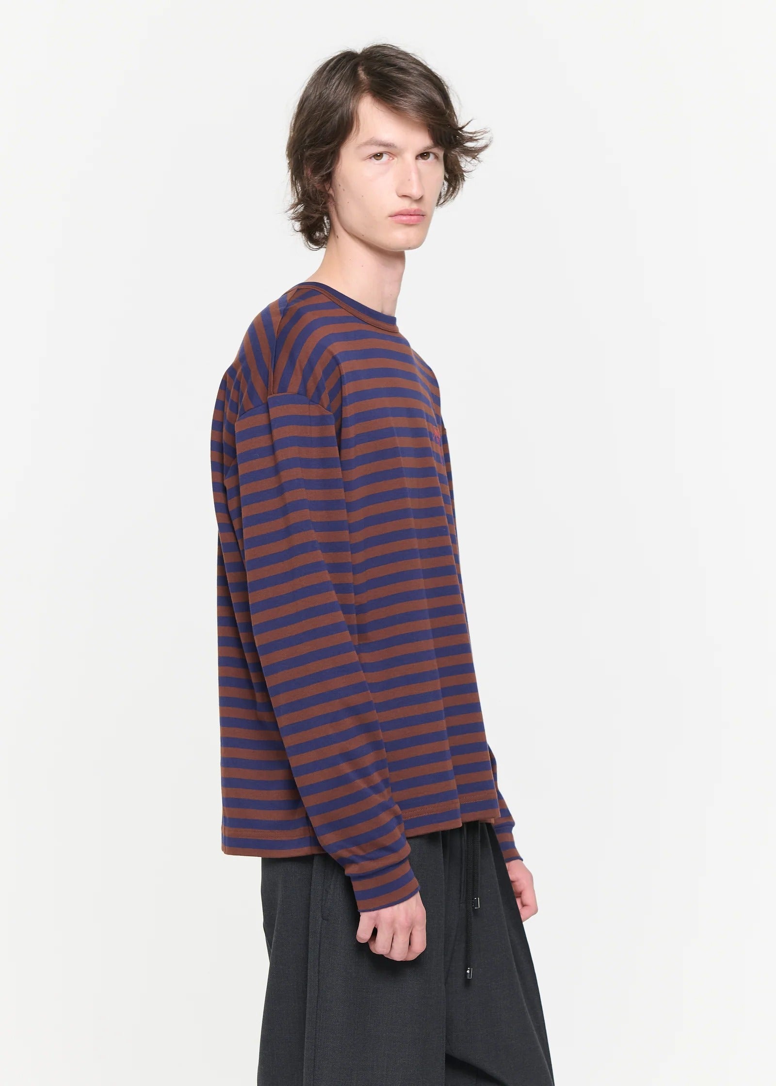 ジャージ ストライプオーバーサイズ ロングスリーブTシャツ